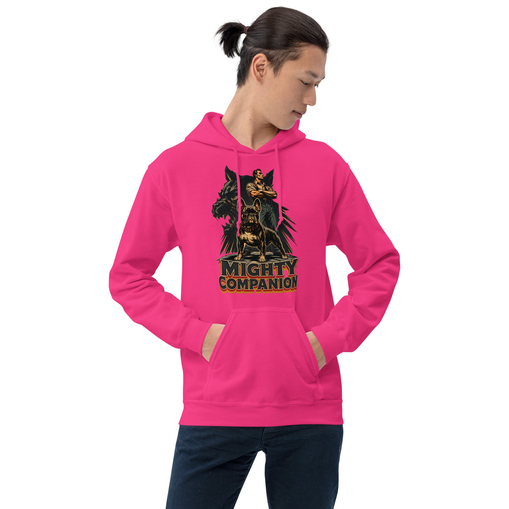 Mighty Companion Heavy Blend Hoodie - Unisex French Bulldog Lovers Graphic Pullover H-16 by printfluence.net