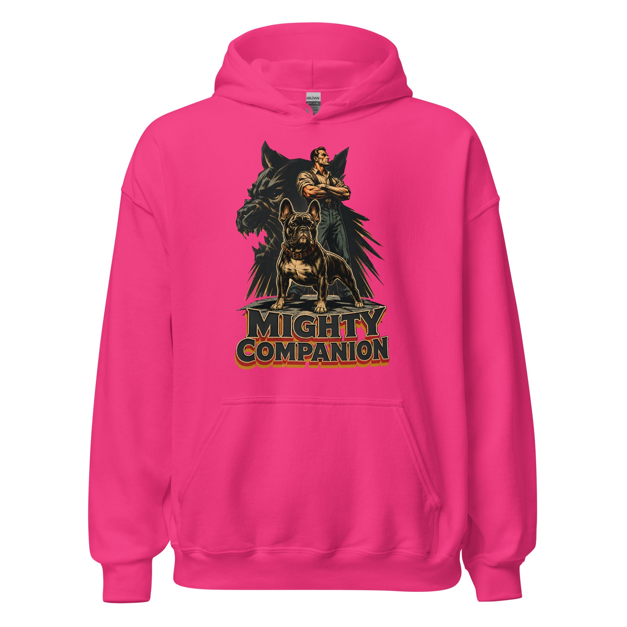 Mighty Companion Heavy Blend Hoodie - Unisex French Bulldog Lovers Graphic Pullover H-16 by printfluence.net