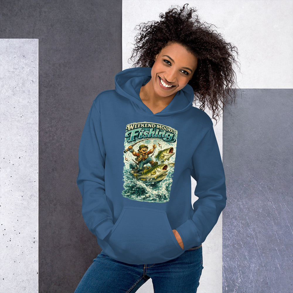 Weekend Mood Fishing Hoodie - Premium Vintage Bass Fishing Lovers Graphic Pullover by printfluence.net
