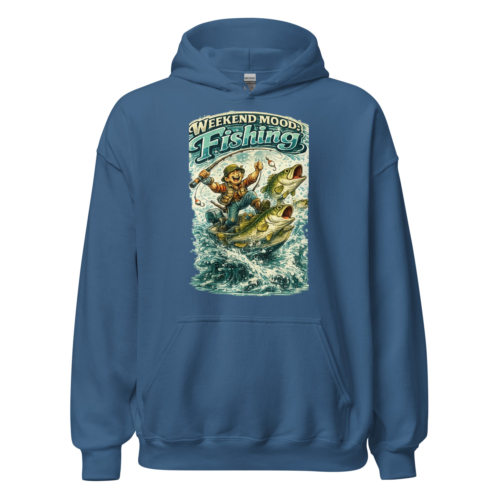 Weekend Mood Fishing Hoodie - Premium Vintage Bass Fishing Lovers Graphic Pullover by printfluence.net