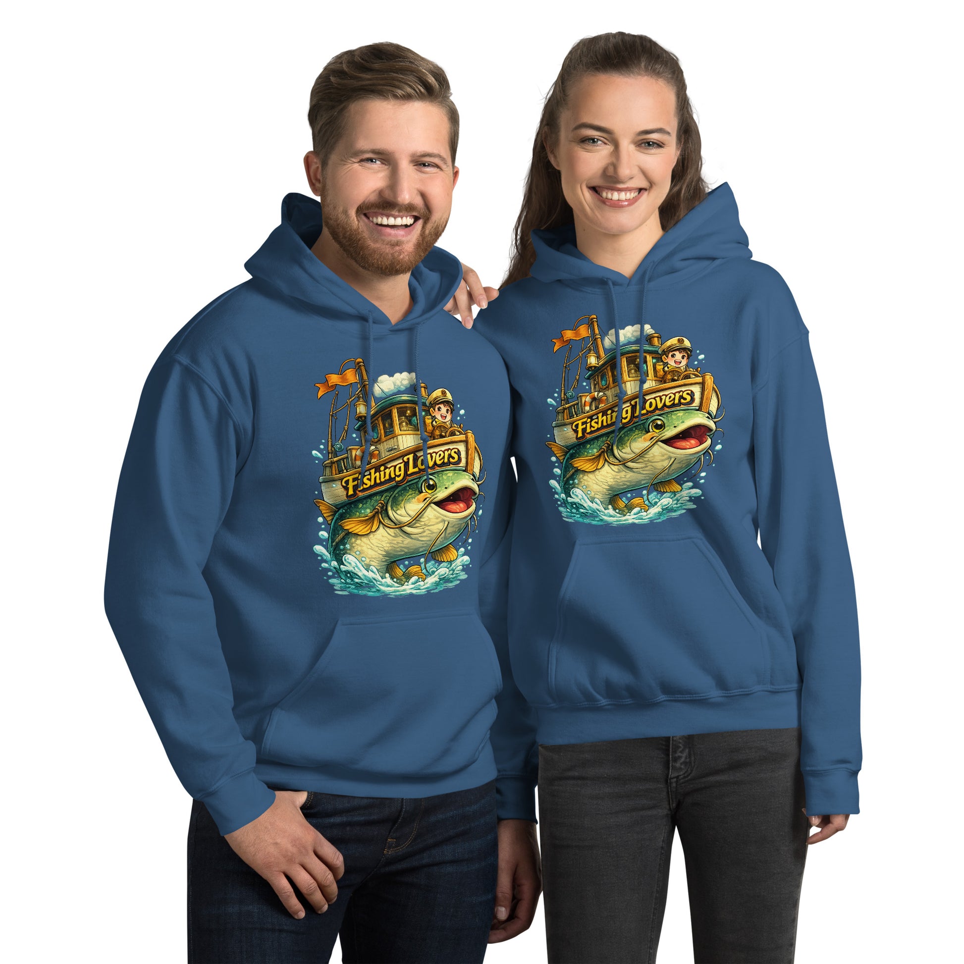 Catfish Boat Hoodie - Cute Anime Style Fishing Lovers Graphic Pullover by printfluence.net