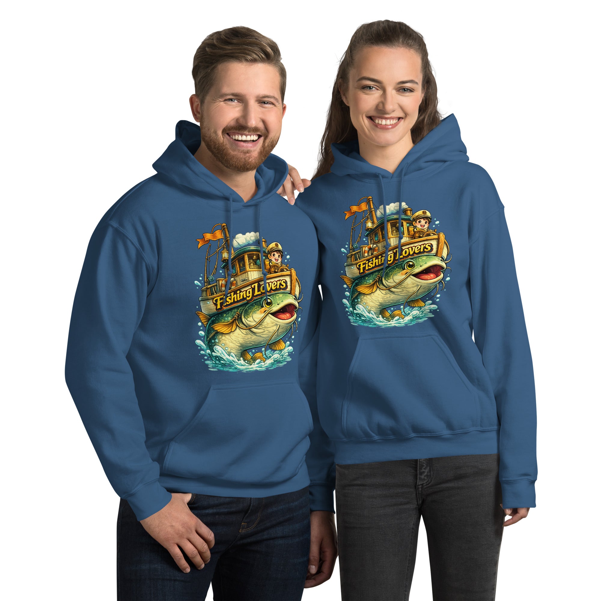 Catfish Boat Hoodie - Cute Anime Style Fishing Lovers Graphic Pullover by printfluence.net