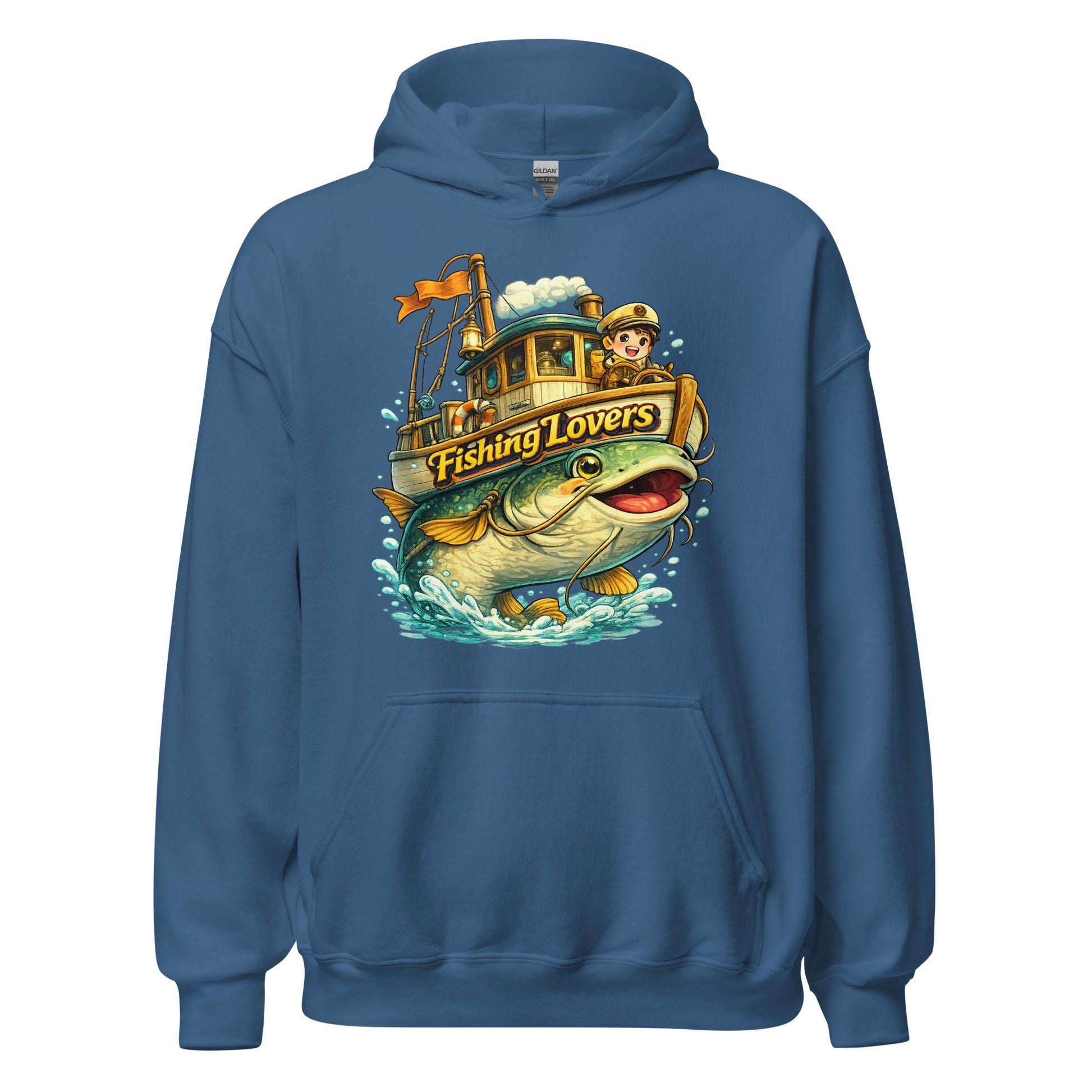 Catfish Boat Hoodie - Cute Anime Style Fishing Lovers Graphic Pullover by printfluence.net