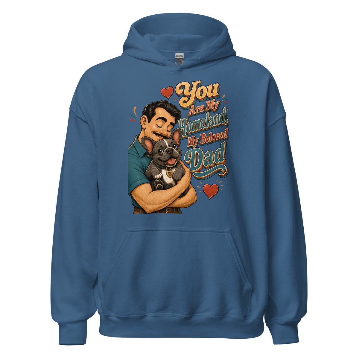 French Bulldog Dad Homeland Retro Unisex Hoodie by printfluence.net
