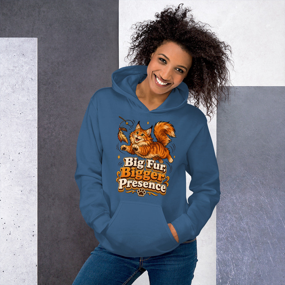 Big Fur Bigger Presence Cat Lovers Unisex Hoodie by printfluence.net