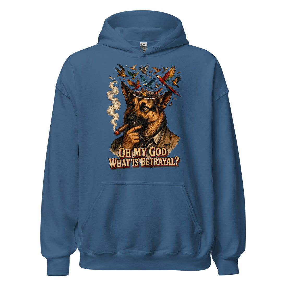 German Shepherd Lovers Unisex Hoodie | "The Tragedy of Consciousness" Philosophical Graphic Sweatshirt by printfluence.net
