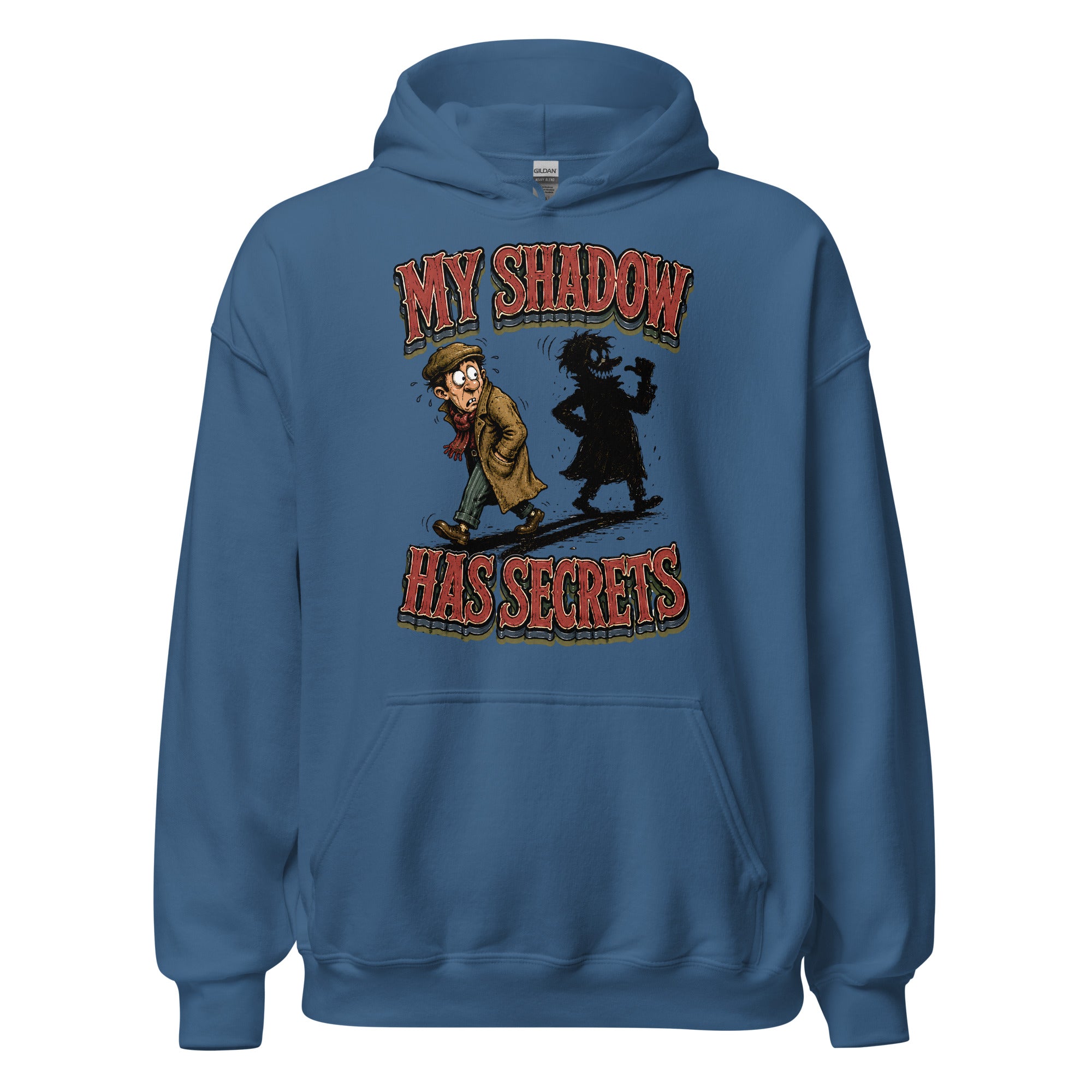 Horror & Mystery Lovers Unisex Heavyweight Fleece Hoodie with "My Shadow Has Secrets" Design by printfluence.net