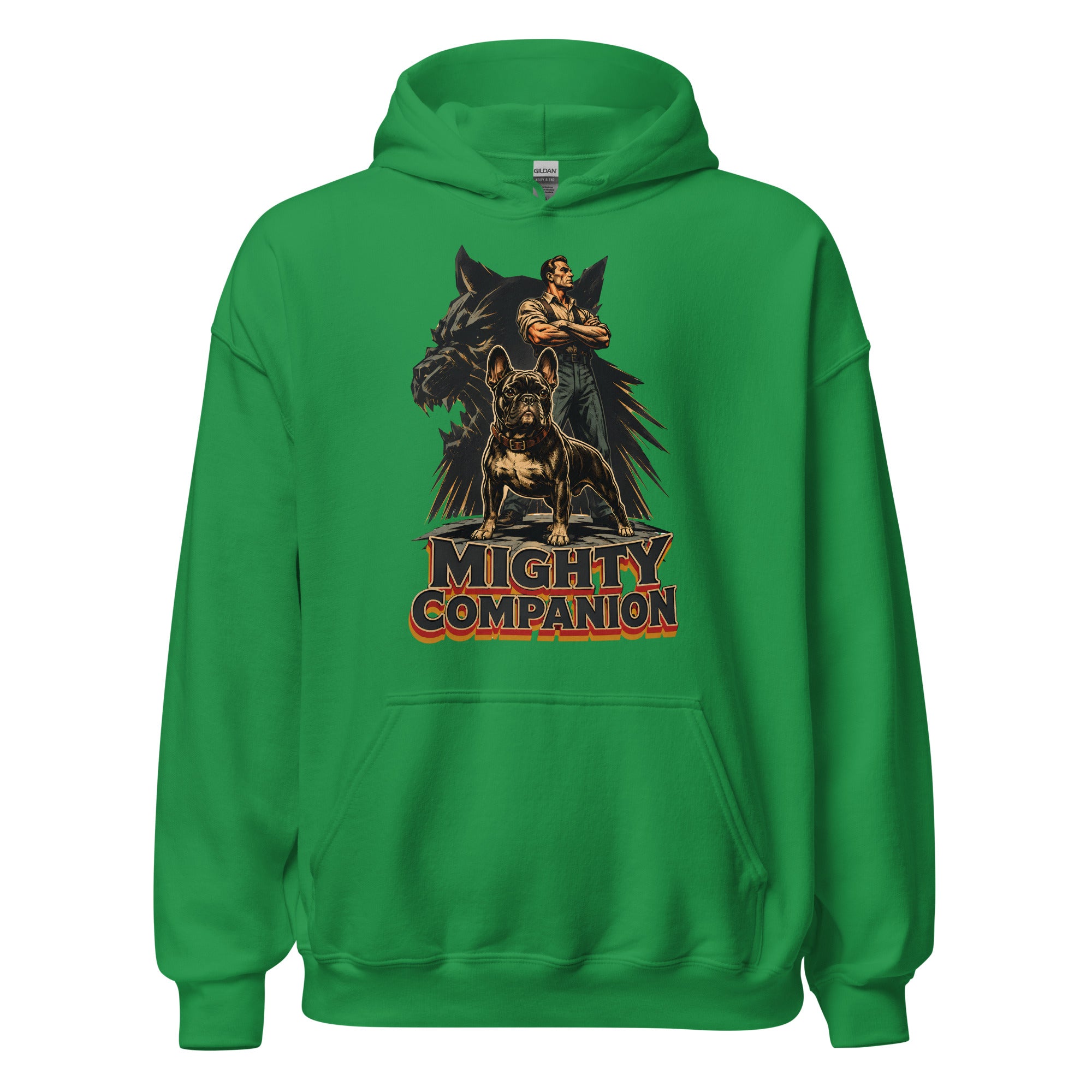 Mighty Companion Heavy Blend Hoodie - Unisex French Bulldog Lovers Graphic Pullover H-16 by printfluence.net