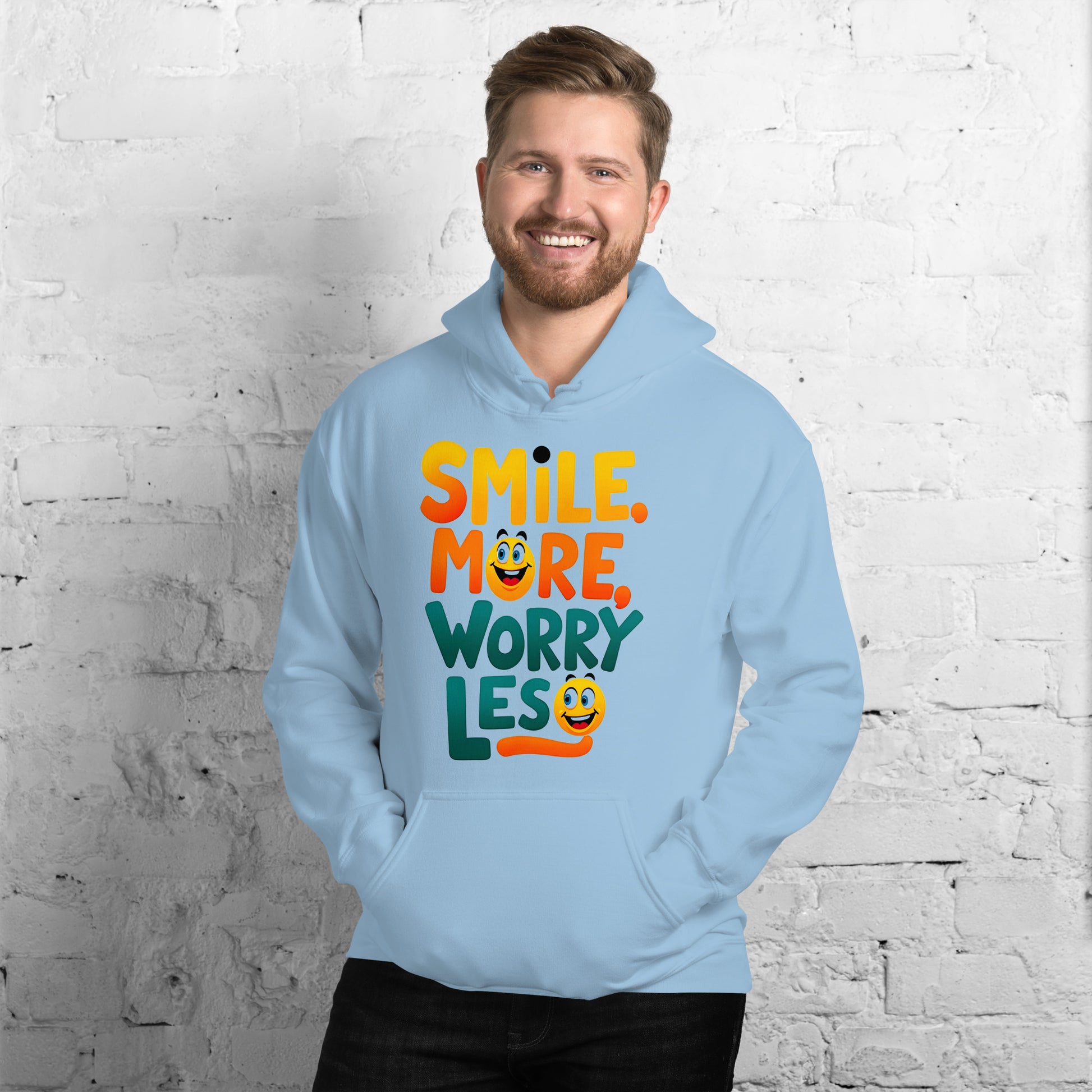 Unisex Hoodie - Smile More Worry Less Unisex Hoodie – Elite Mindset for Top Achievers by printfluence.net