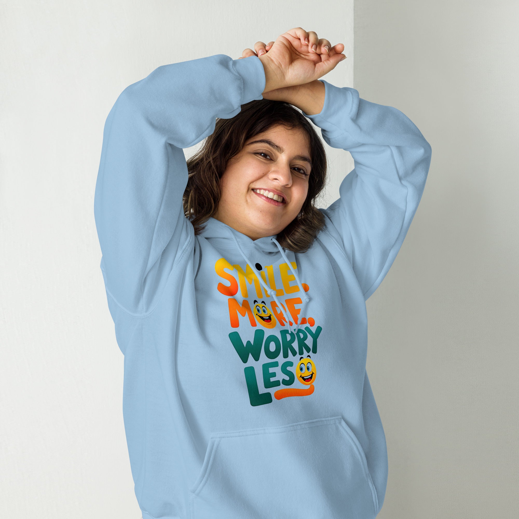Unisex Hoodie - Smile More Worry Less Unisex Hoodie – Elite Mindset for Top Achievers by printfluence.net