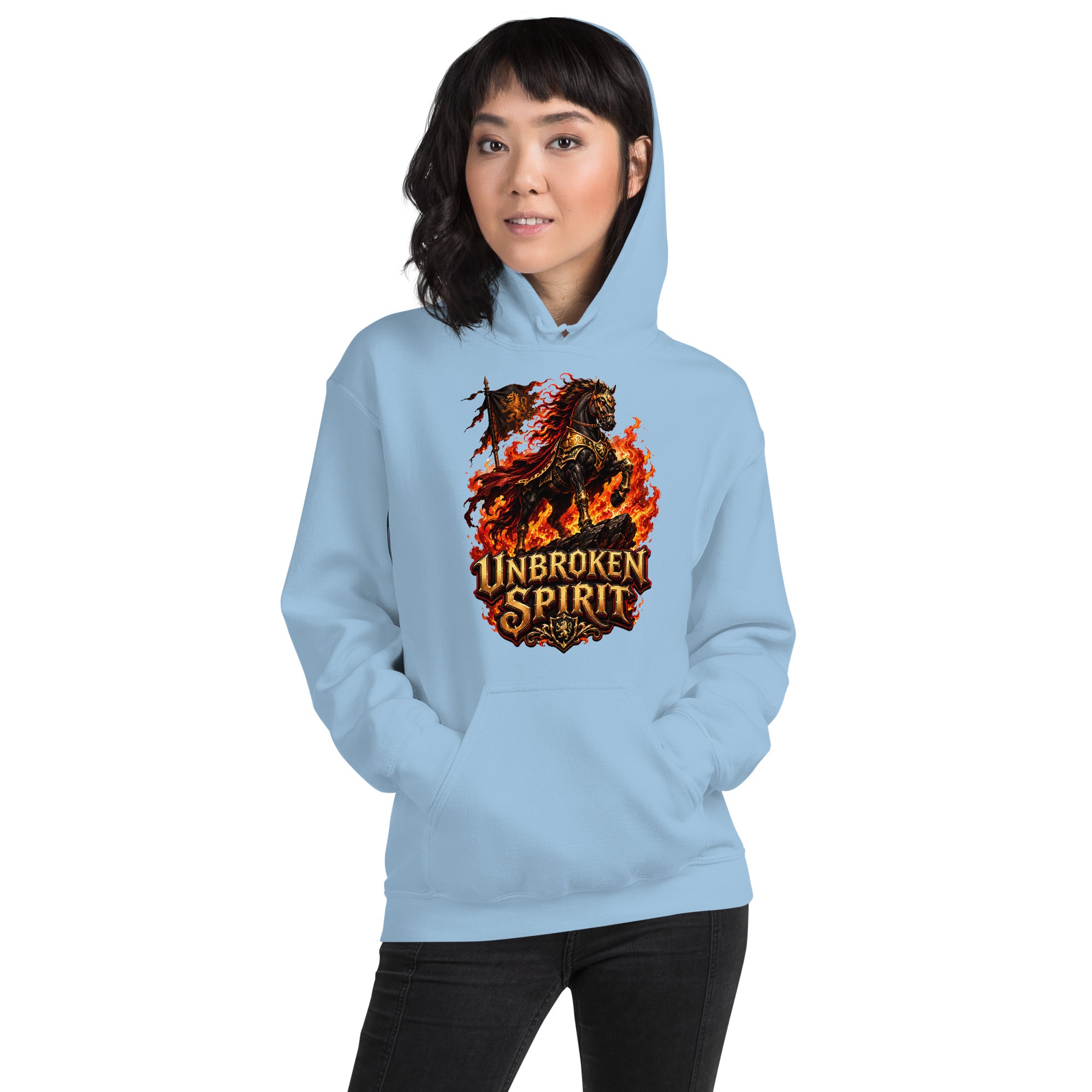 Unbroken Spirit Horse Heavyweight Unisex Hoodie – Ultimate Horse Lovers Edition by printfluence.net