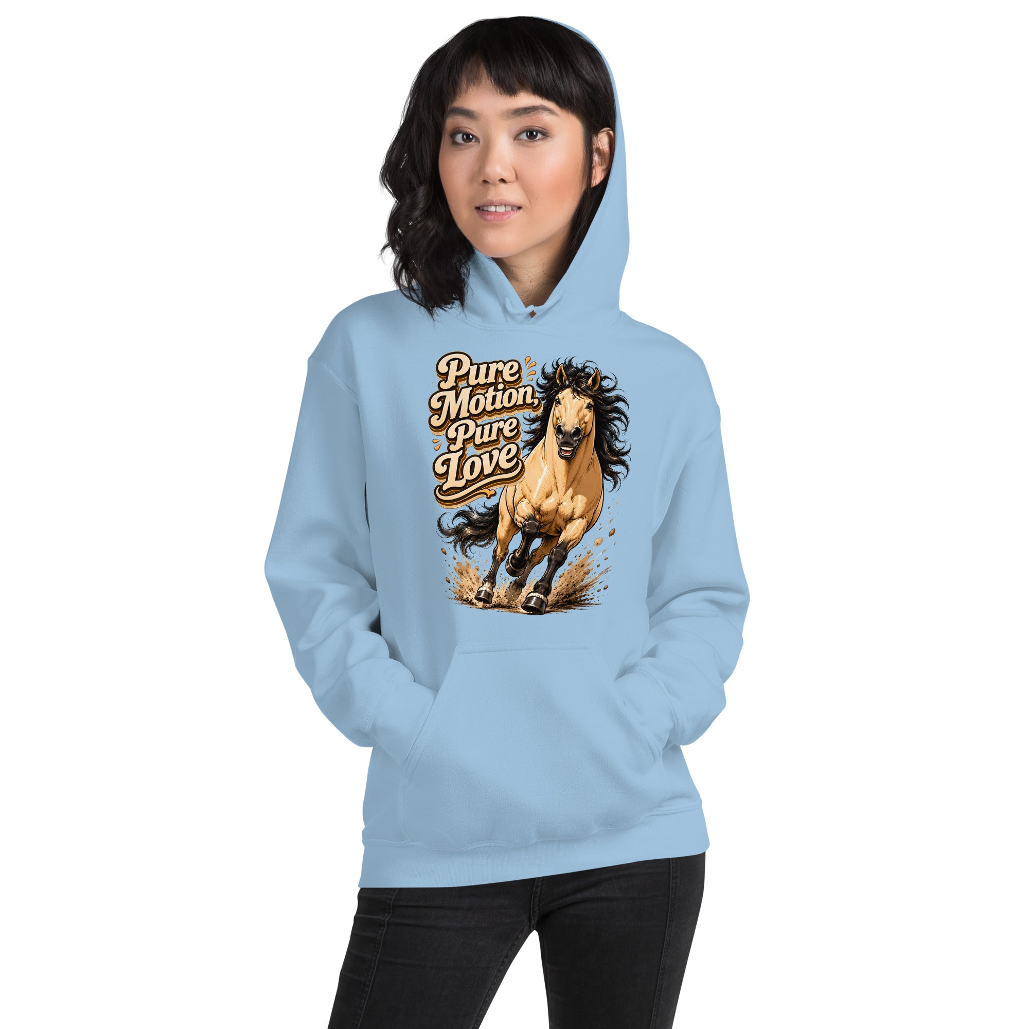 Pure Motion Pure Love Horse Hoodie | Premium Retro Equestrian Gift by printfluence.net