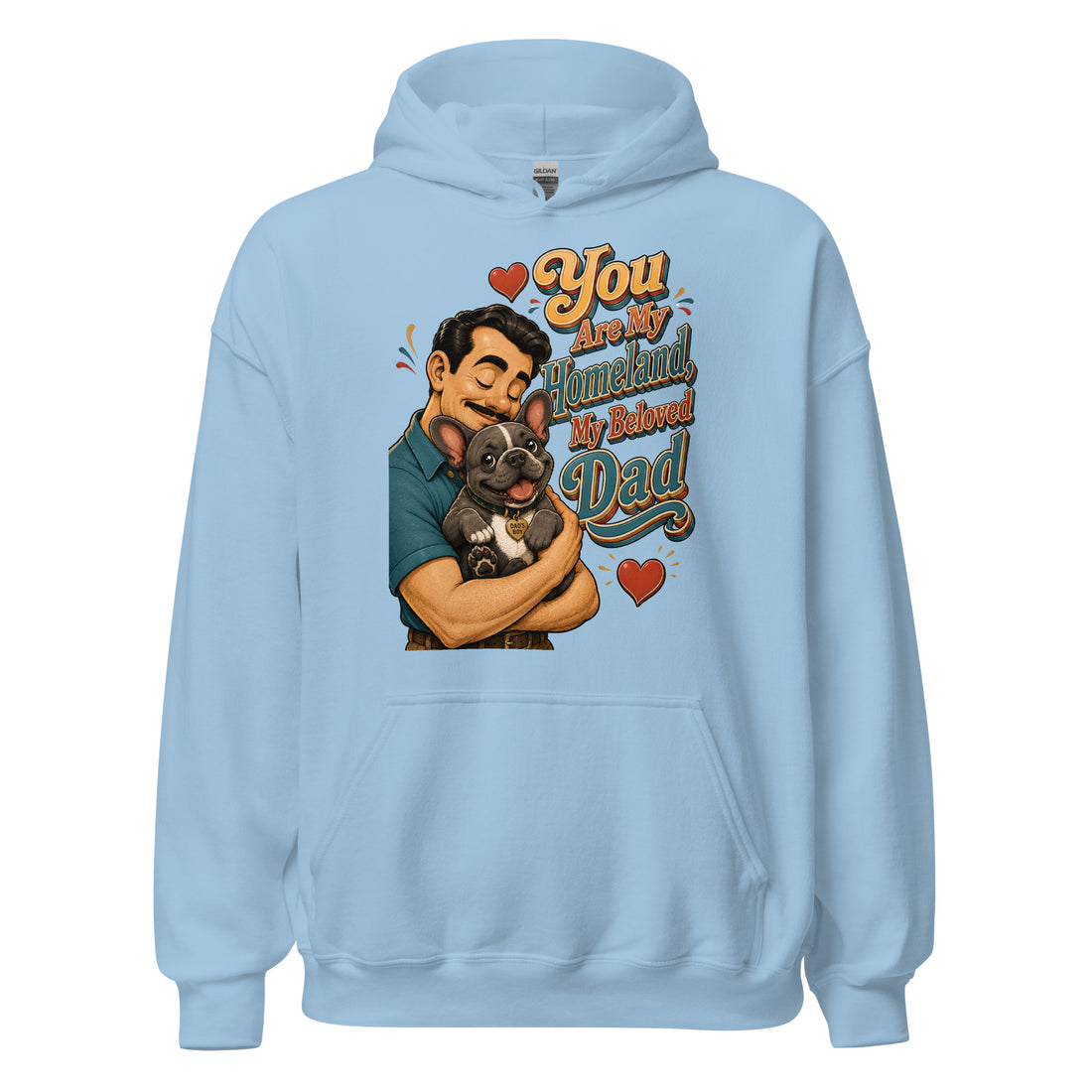 French Bulldog Dad Homeland Retro Unisex Hoodie by printfluence.net