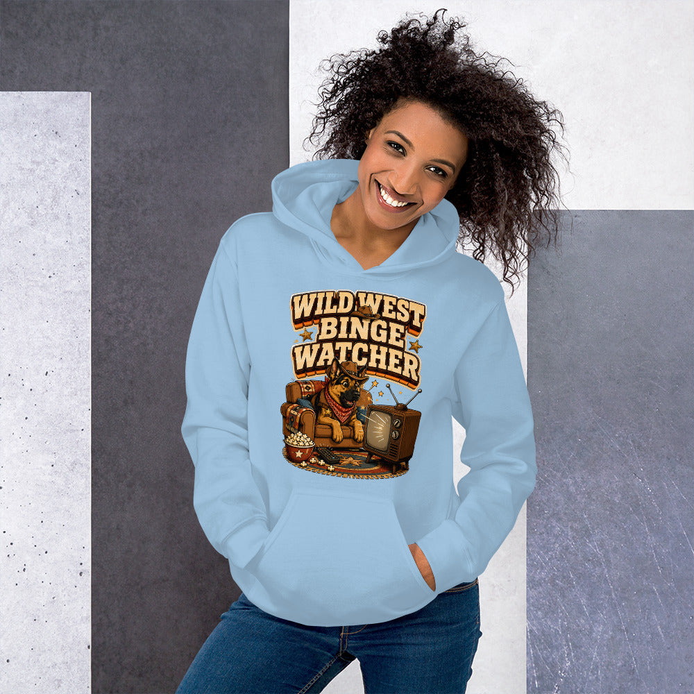 German Shepherd Wild West Binge Watcher Unisex Hoodie by printfluence.net