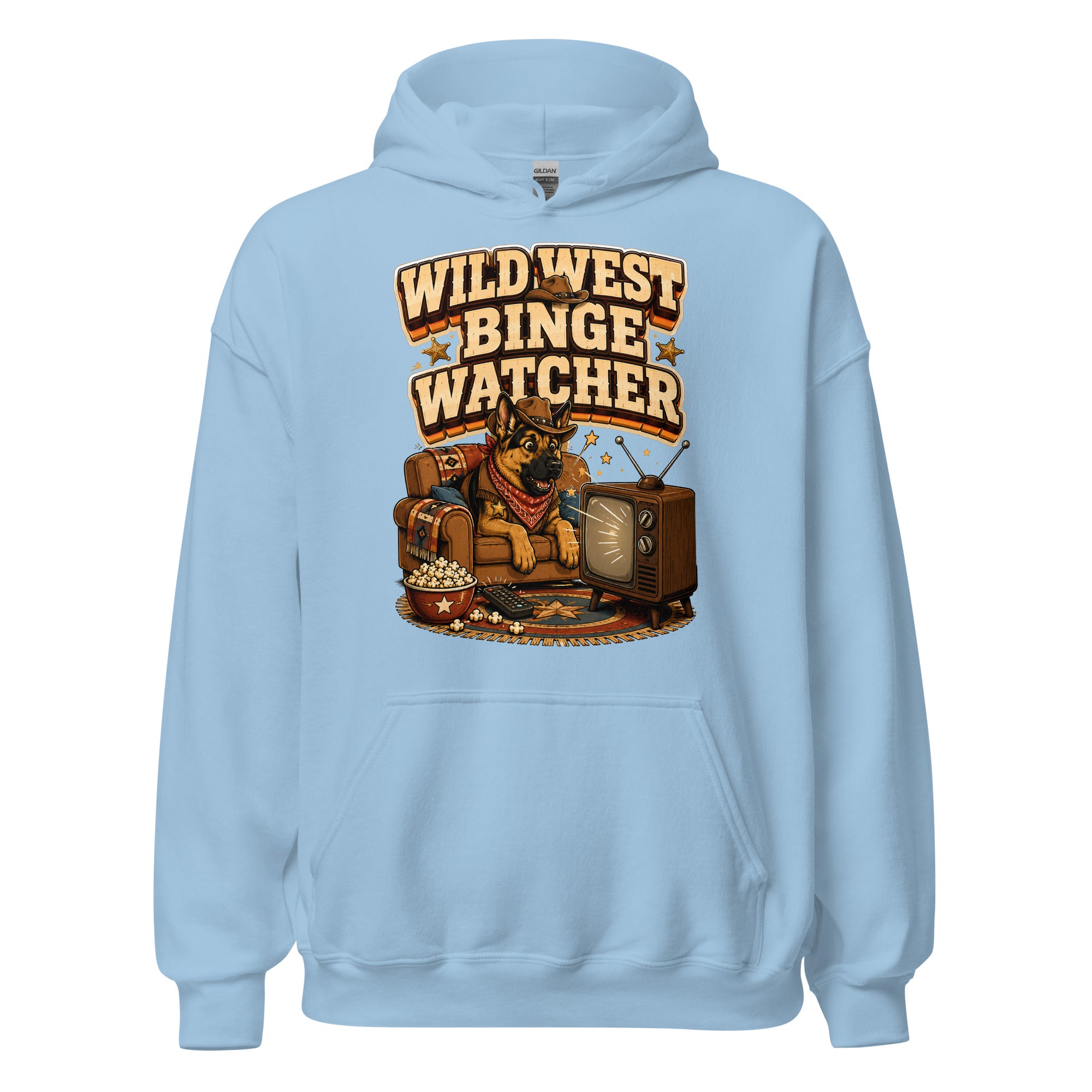 German Shepherd Wild West Binge Watcher Unisex Hoodie by printfluence.net