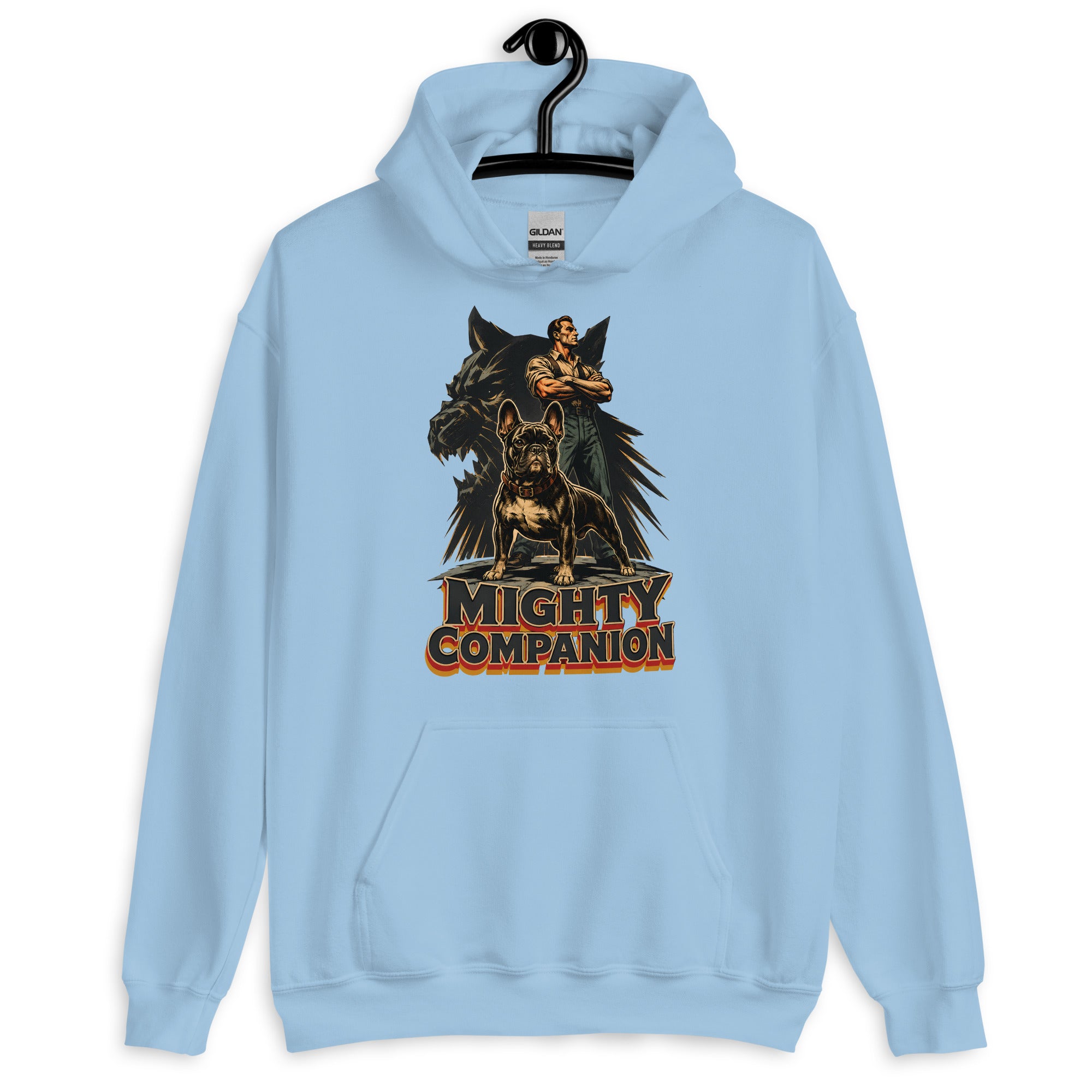 Mighty Companion Heavy Blend Hoodie - Unisex French Bulldog Lovers Graphic Pullover H-16 by printfluence.net