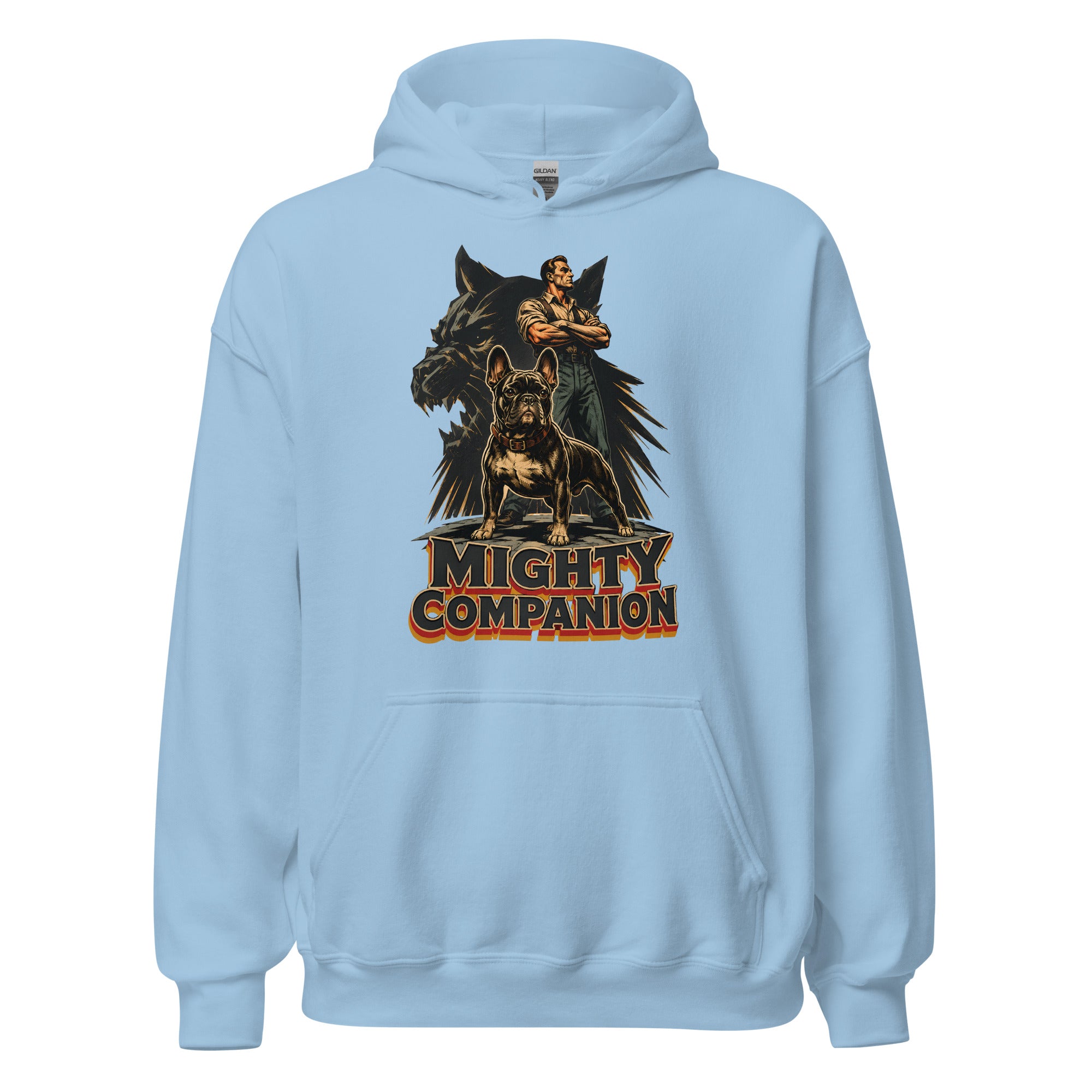 Mighty Companion Heavy Blend Hoodie - Unisex French Bulldog Lovers Graphic Pullover H-16 by printfluence.net