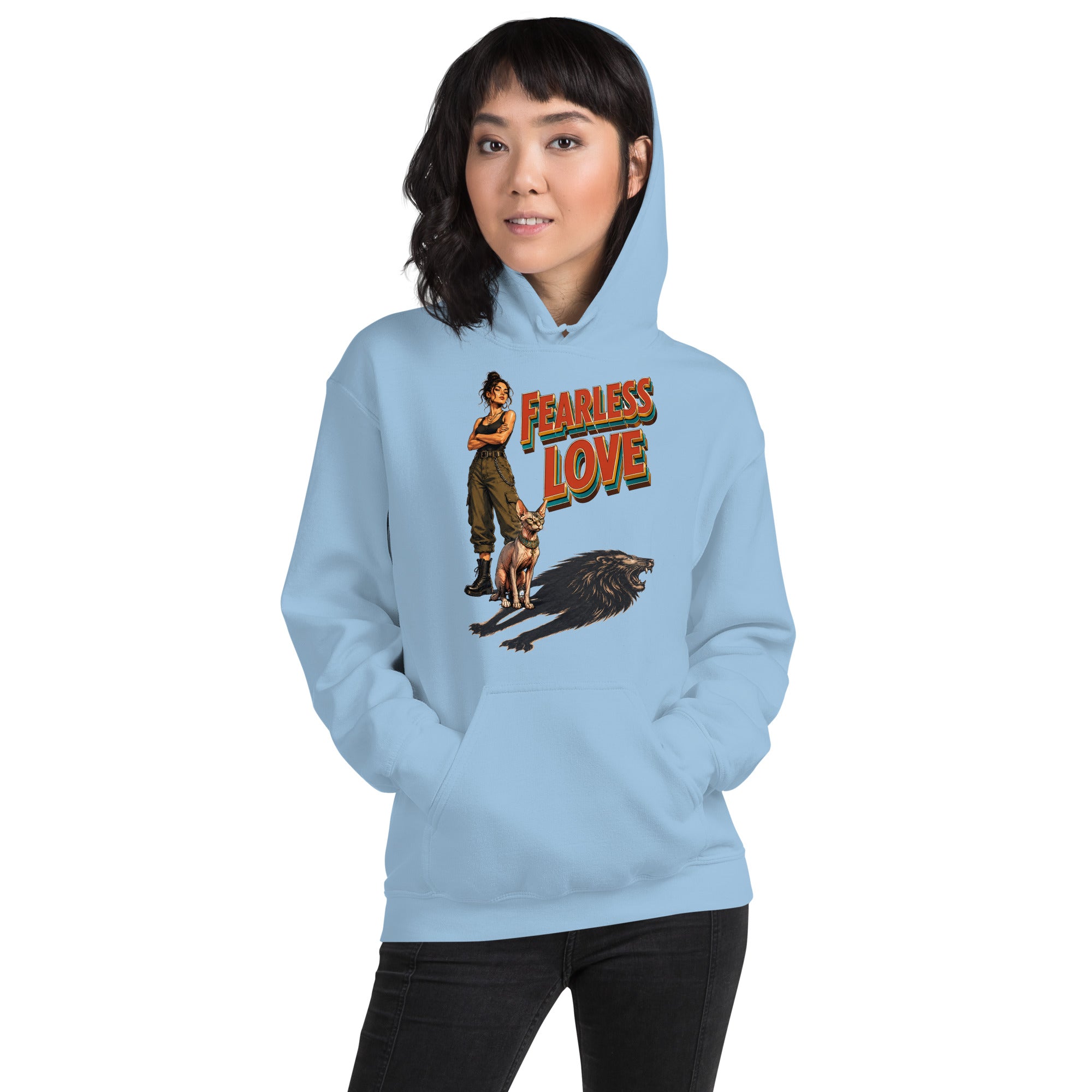 Cat Lovers Unisex Heavy Blend Hoodie "Fearless Love" by printfluence.net