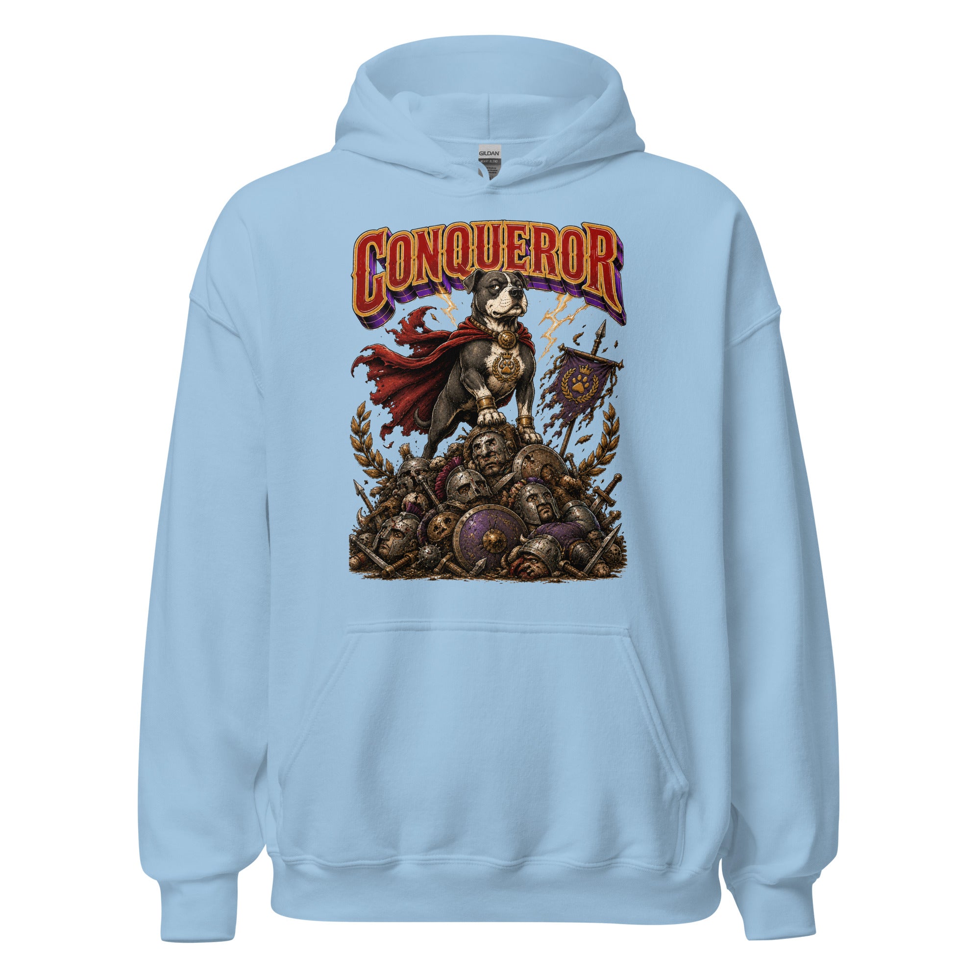 Pitbull Lovers | Unisex Heavy Blend Hoodie - Conqueror Warrior Dog by printfluence.net