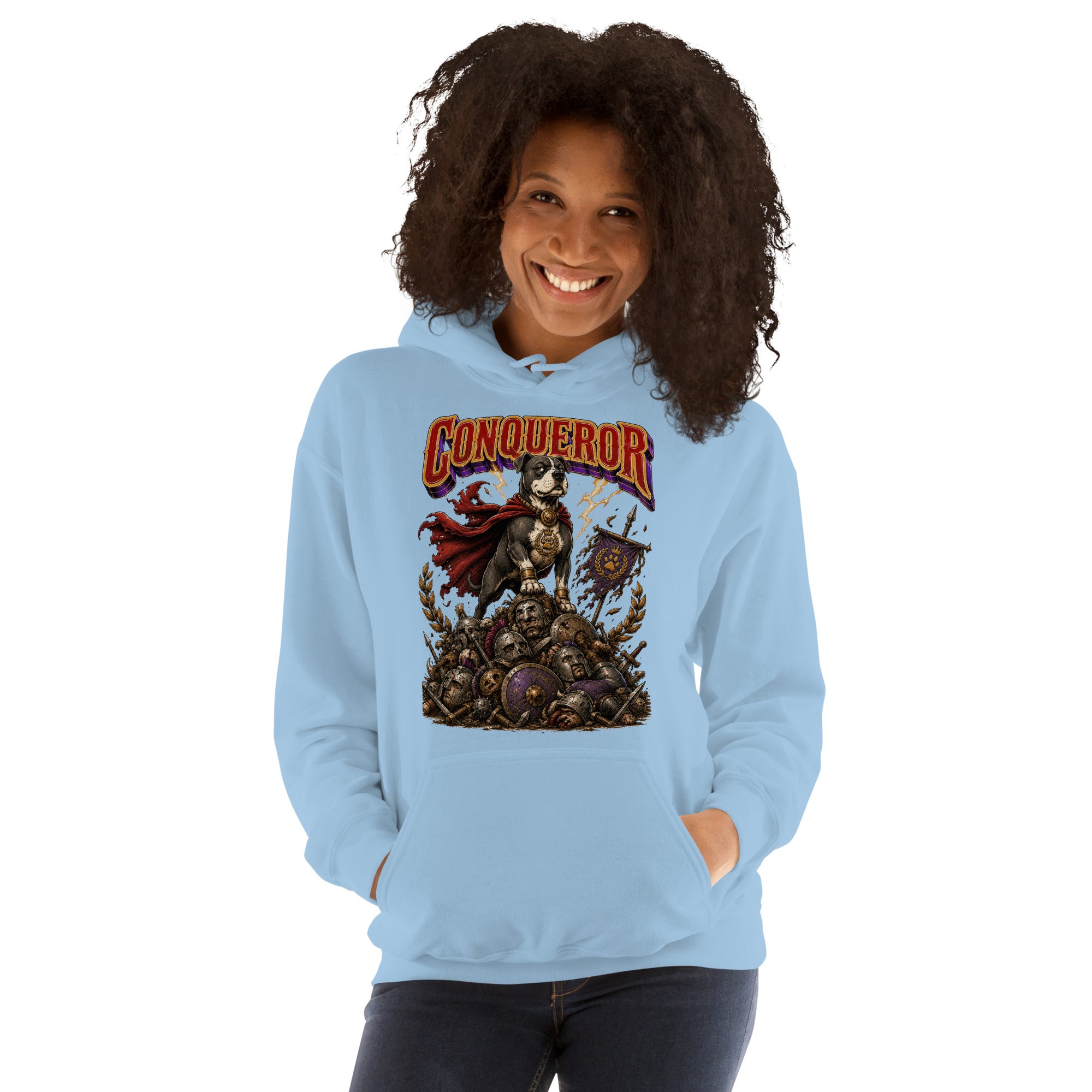 Pitbull Lovers | Unisex Heavy Blend Hoodie - Conqueror Warrior Dog by printfluence.net