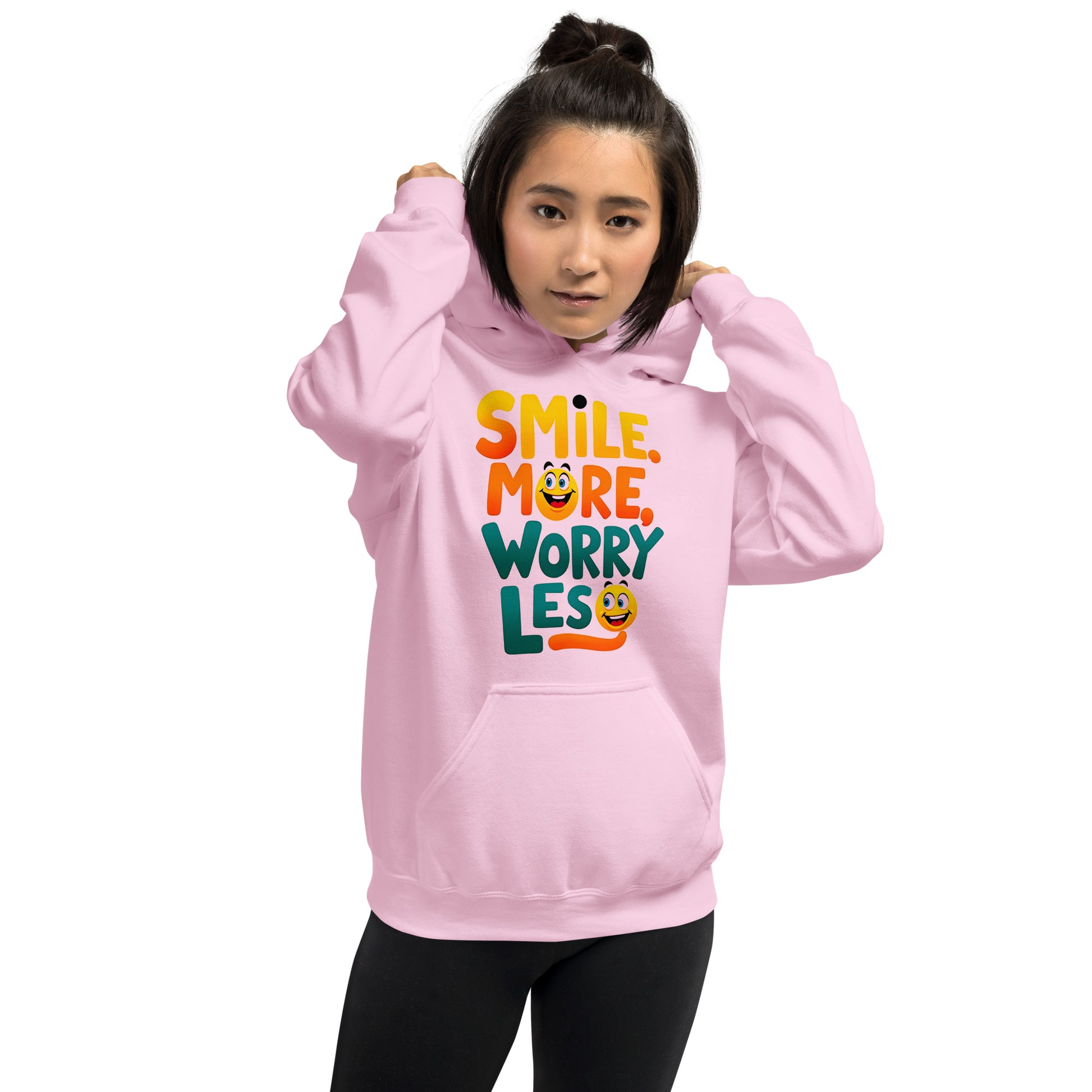 Unisex Hoodie - Smile More Worry Less Unisex Hoodie – Elite Mindset for Top Achievers by printfluence.net