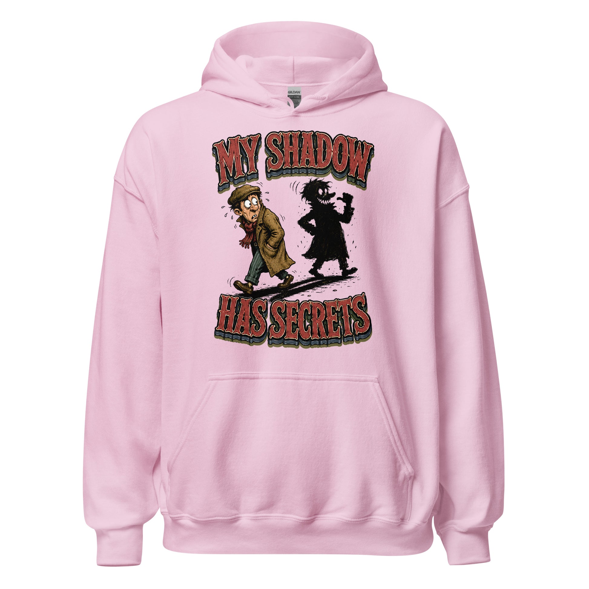 Horror & Mystery Lovers Unisex Heavyweight Fleece Hoodie with "My Shadow Has Secrets" Design by printfluence.net