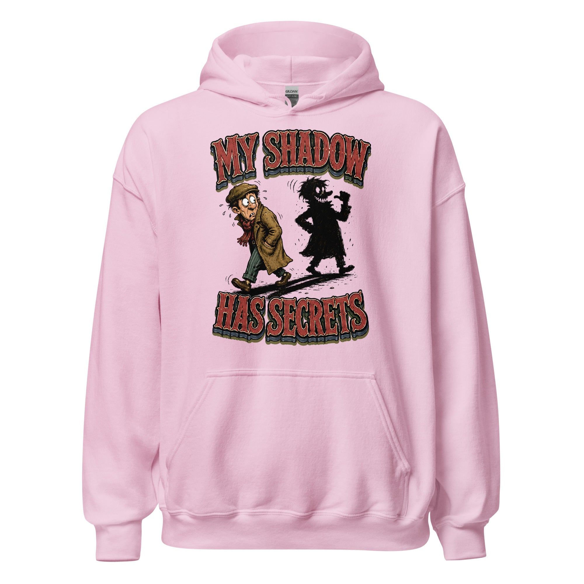 Horror & Mystery Lovers Unisex Heavyweight Fleece Hoodie with "My Shadow Has Secrets" Design by printfluence.net