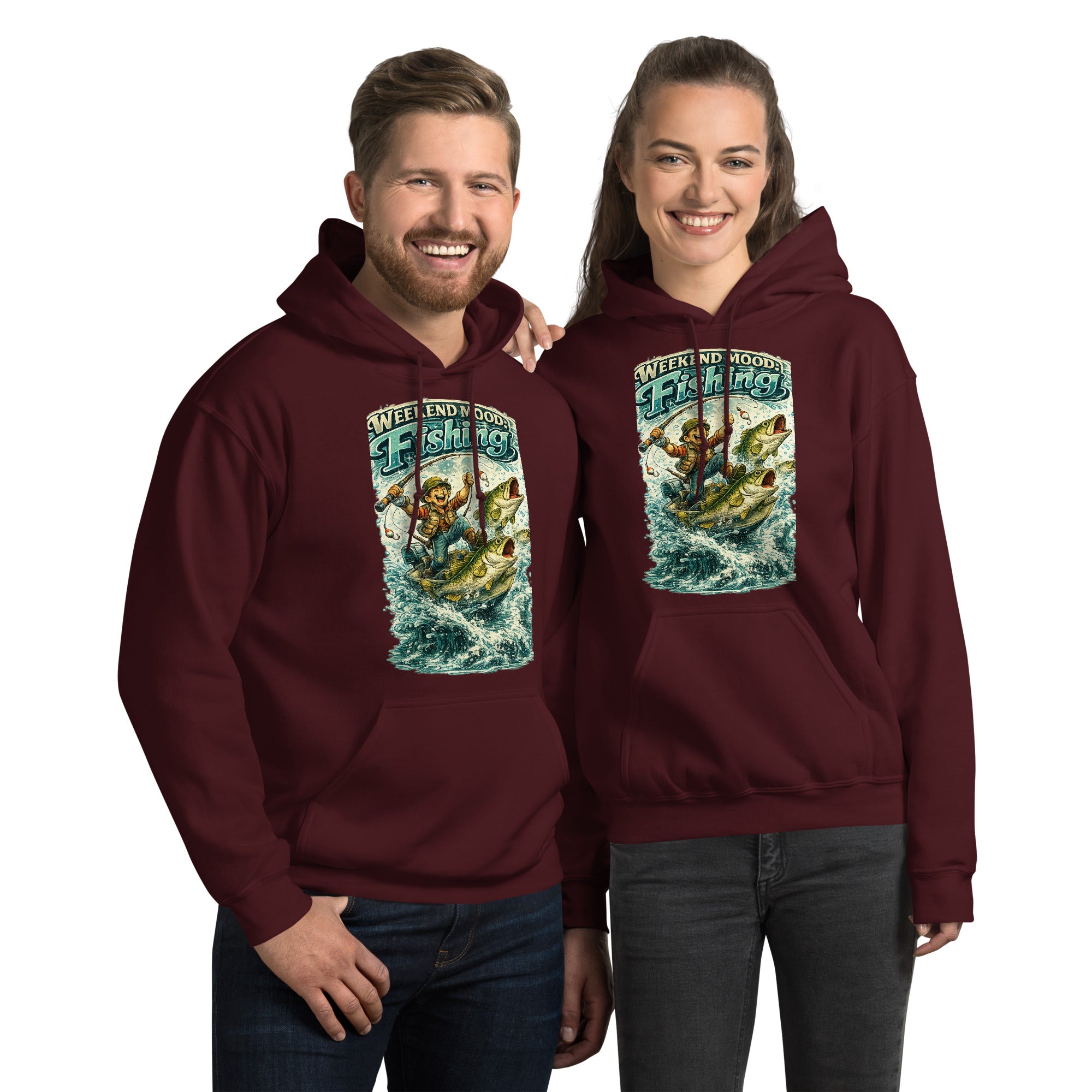 Weekend Mood Fishing Hoodie - Premium Vintage Bass Fishing Lovers Graphic Pullover by printfluence.net