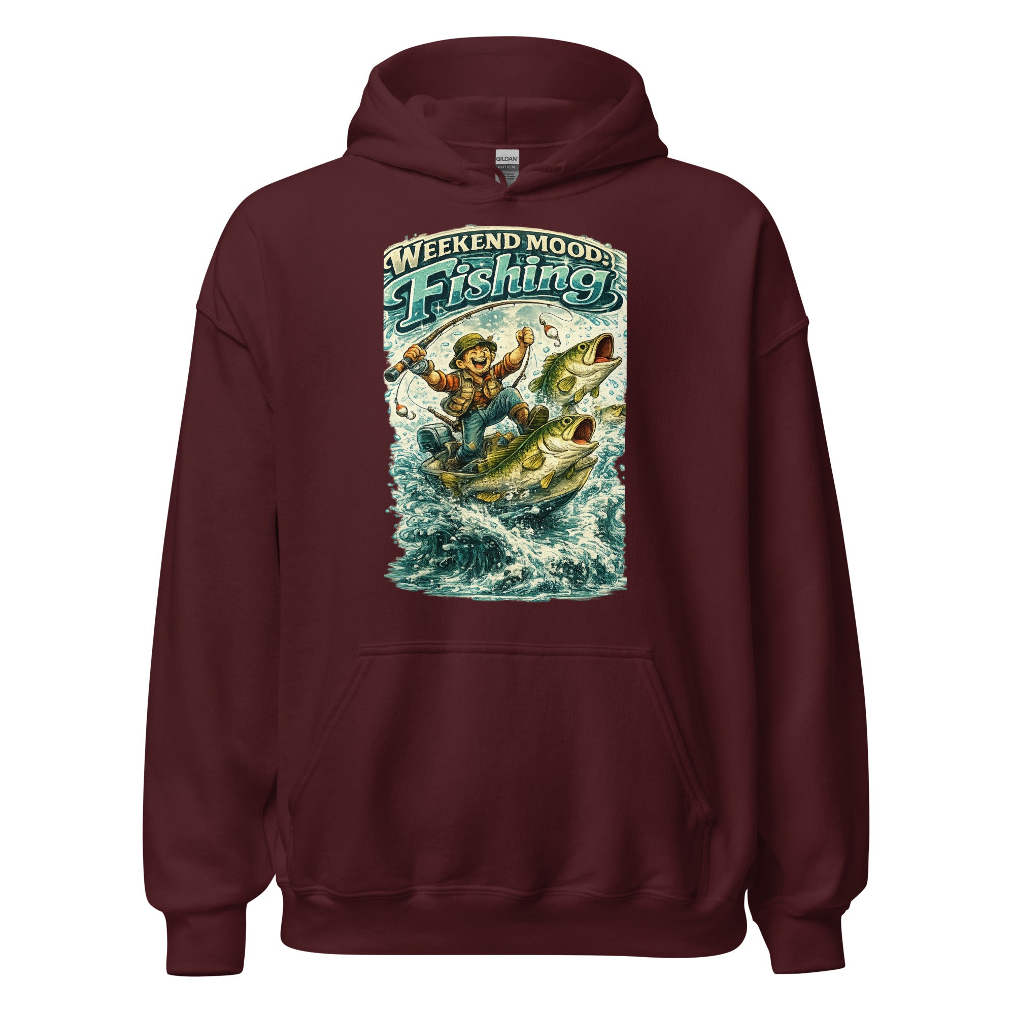Weekend Mood Fishing Hoodie - Premium Vintage Bass Fishing Lovers Graphic Pullover by printfluence.net