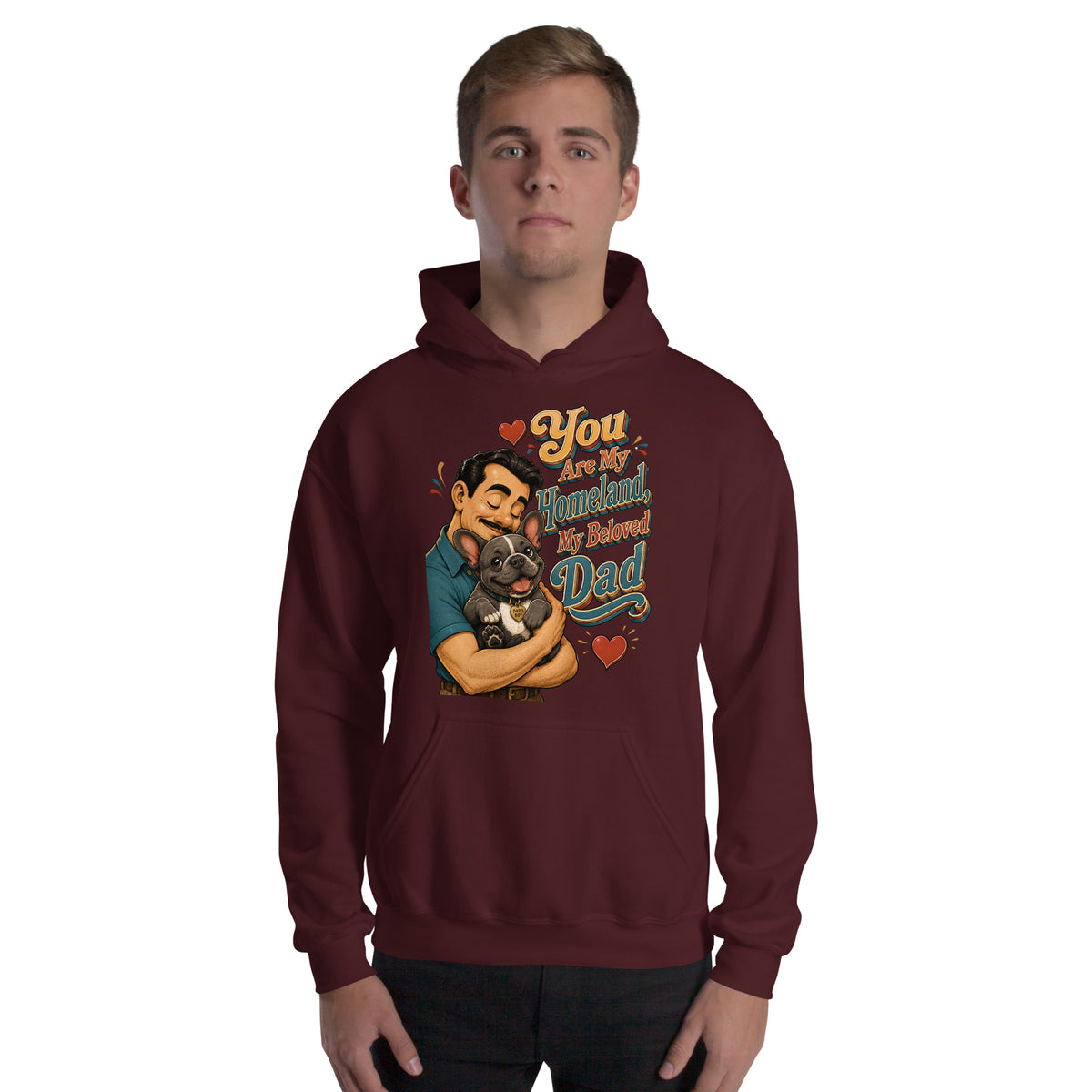 French Bulldog Dad Homeland Retro Unisex Hoodie by printfluence.net