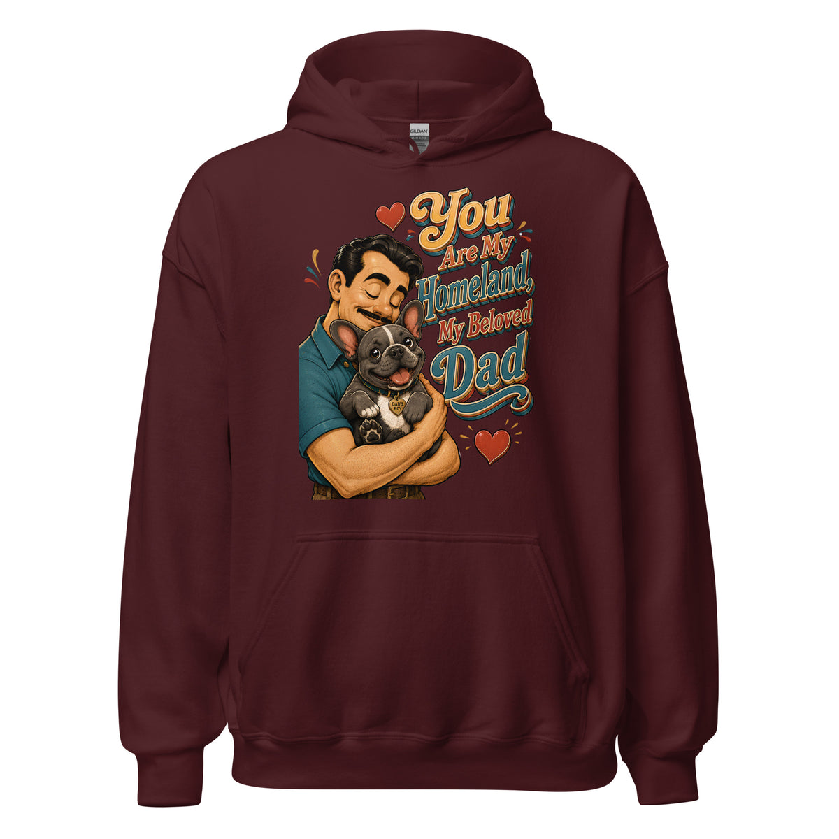 French Bulldog Dad Homeland Retro Unisex Hoodie by printfluence.net