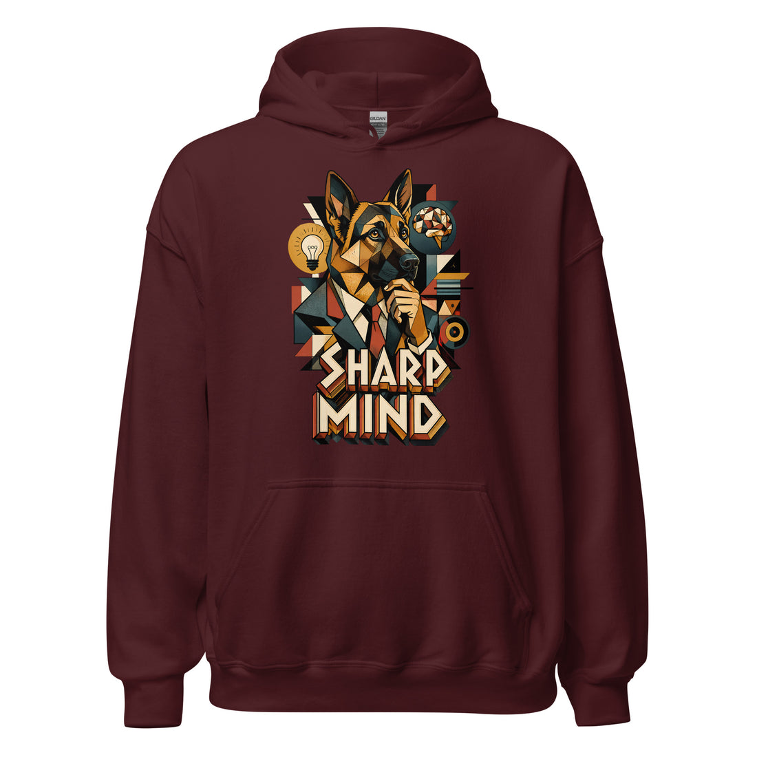 German Shepherd Lovers Unisex Hoodie Sharp Mind – Geometric Professional Canine Art Pullover by printfluence.net
