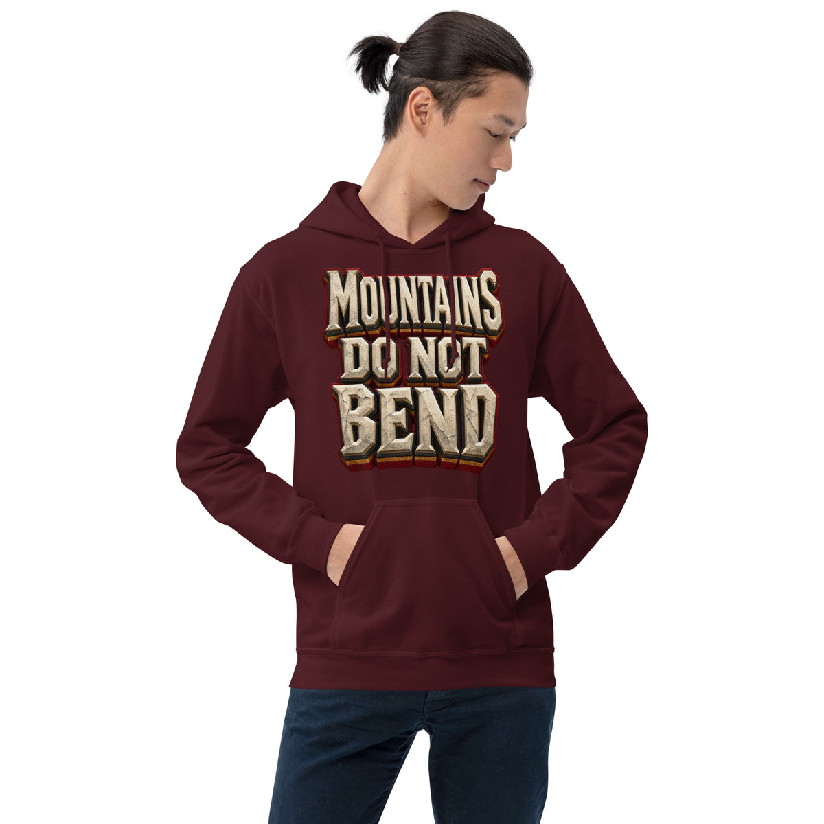 Inspirational Quotes Lovers | Unisex Heavy Blend Hoodie — MOUNTAINS DO NOT BEND by printfluence