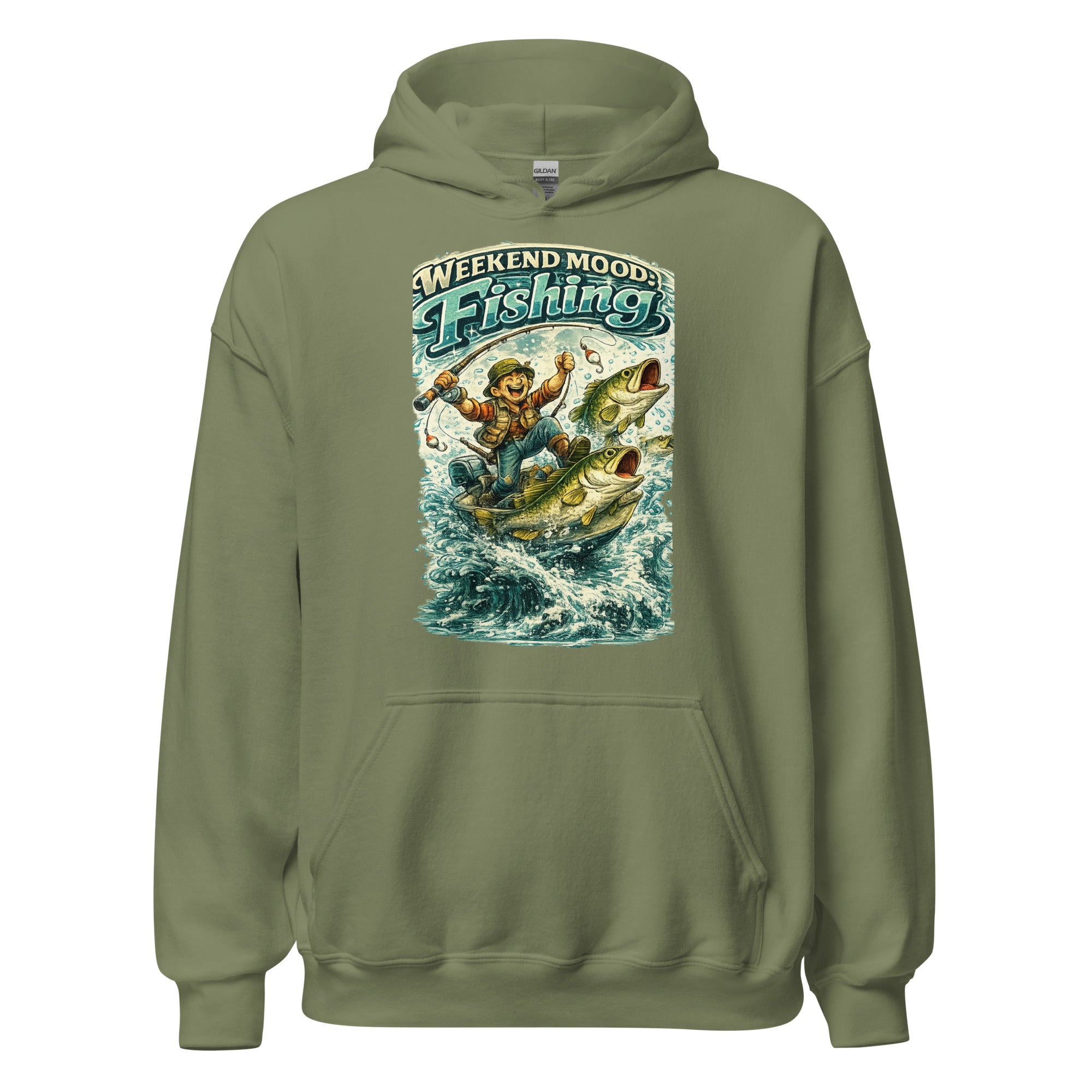Weekend Mood Fishing Hoodie - Premium Vintage Bass Fishing Lovers Graphic Pullover by printfluence.net