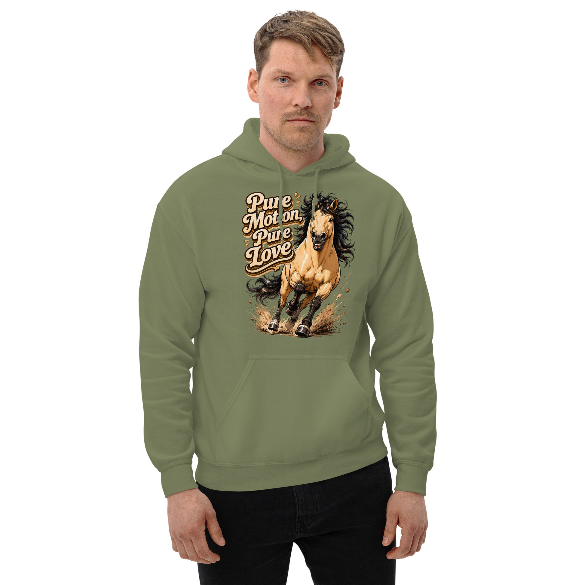 Pure Motion Pure Love Horse Hoodie | Premium Retro Equestrian Gift by printfluence.net