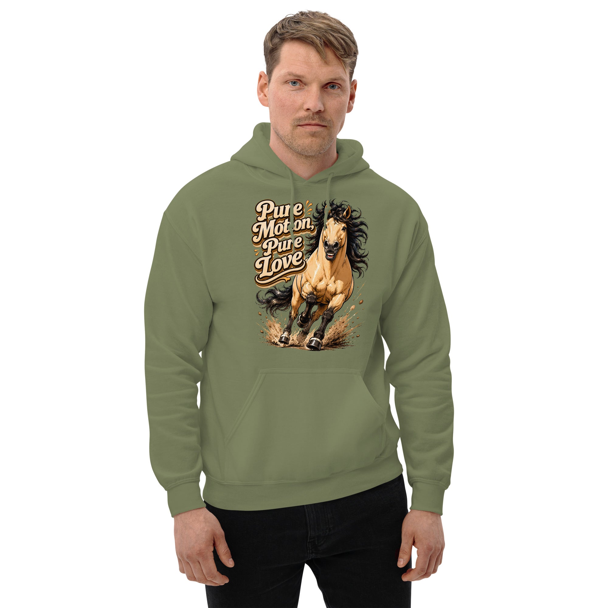 Pure Motion Pure Love Horse Hoodie | Premium Retro Equestrian Gift by printfluence.net
