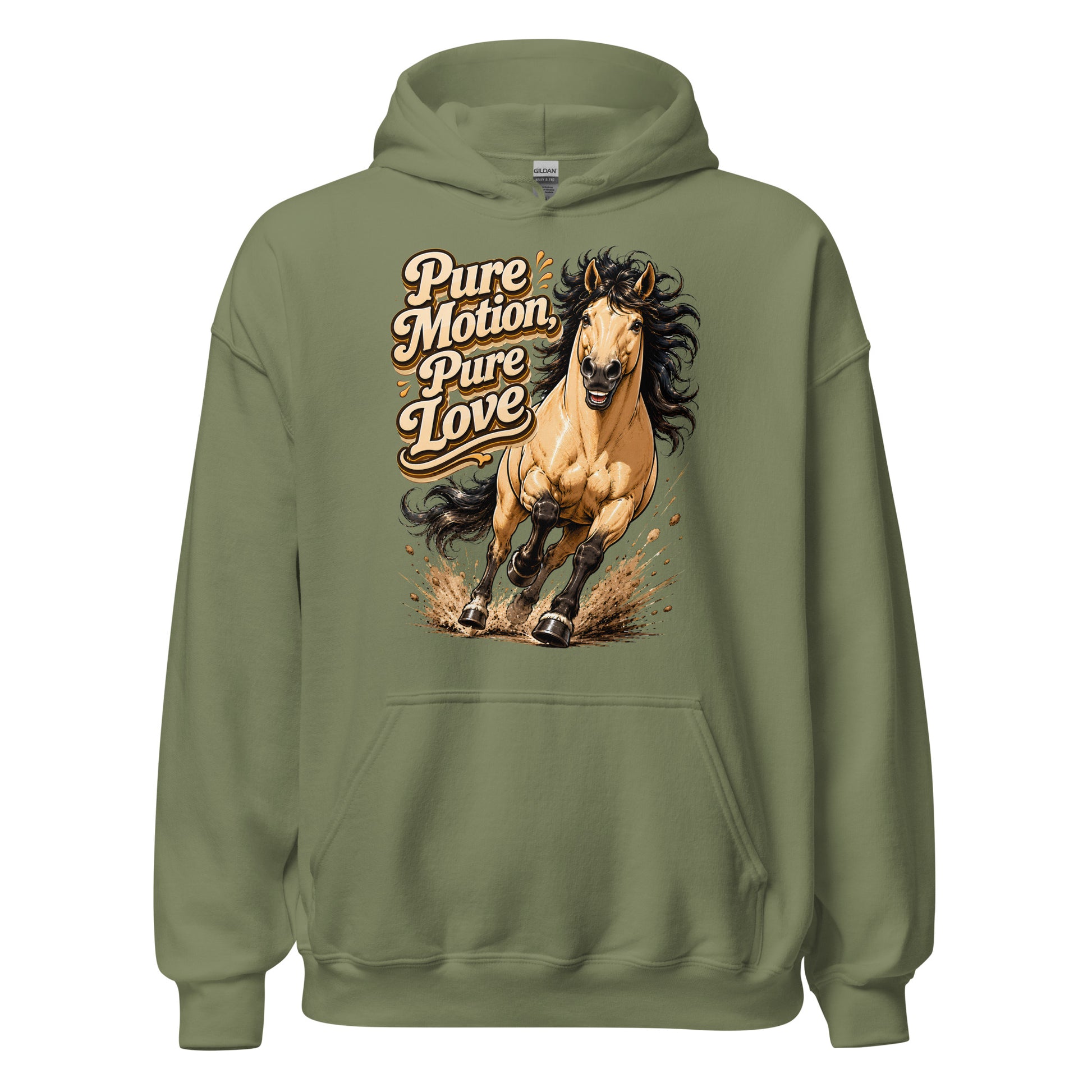 Pure Motion Pure Love Horse Hoodie | Premium Retro Equestrian Gift by printfluence.net
