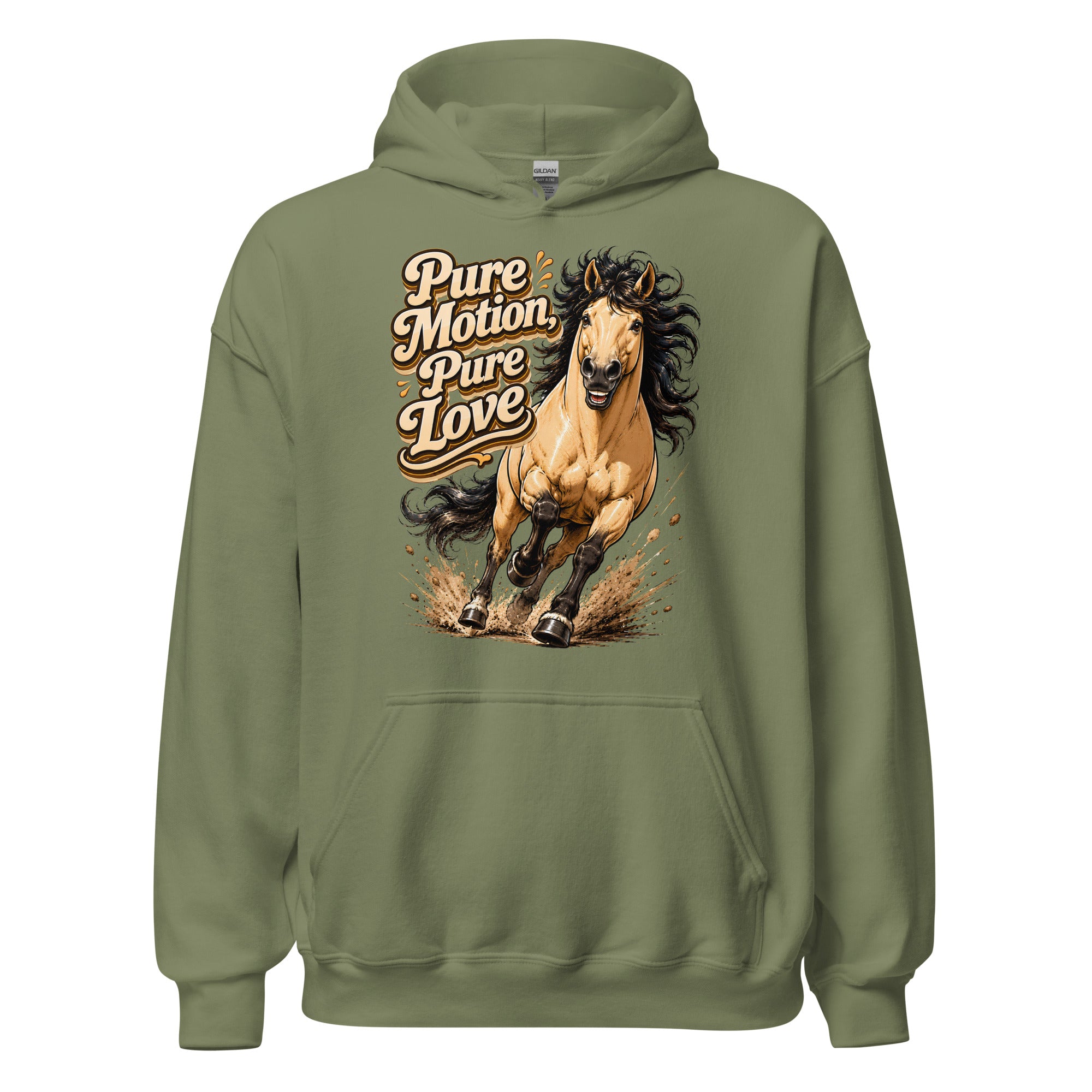 Pure Motion Pure Love Horse Hoodie | Premium Retro Equestrian Gift by printfluence.net