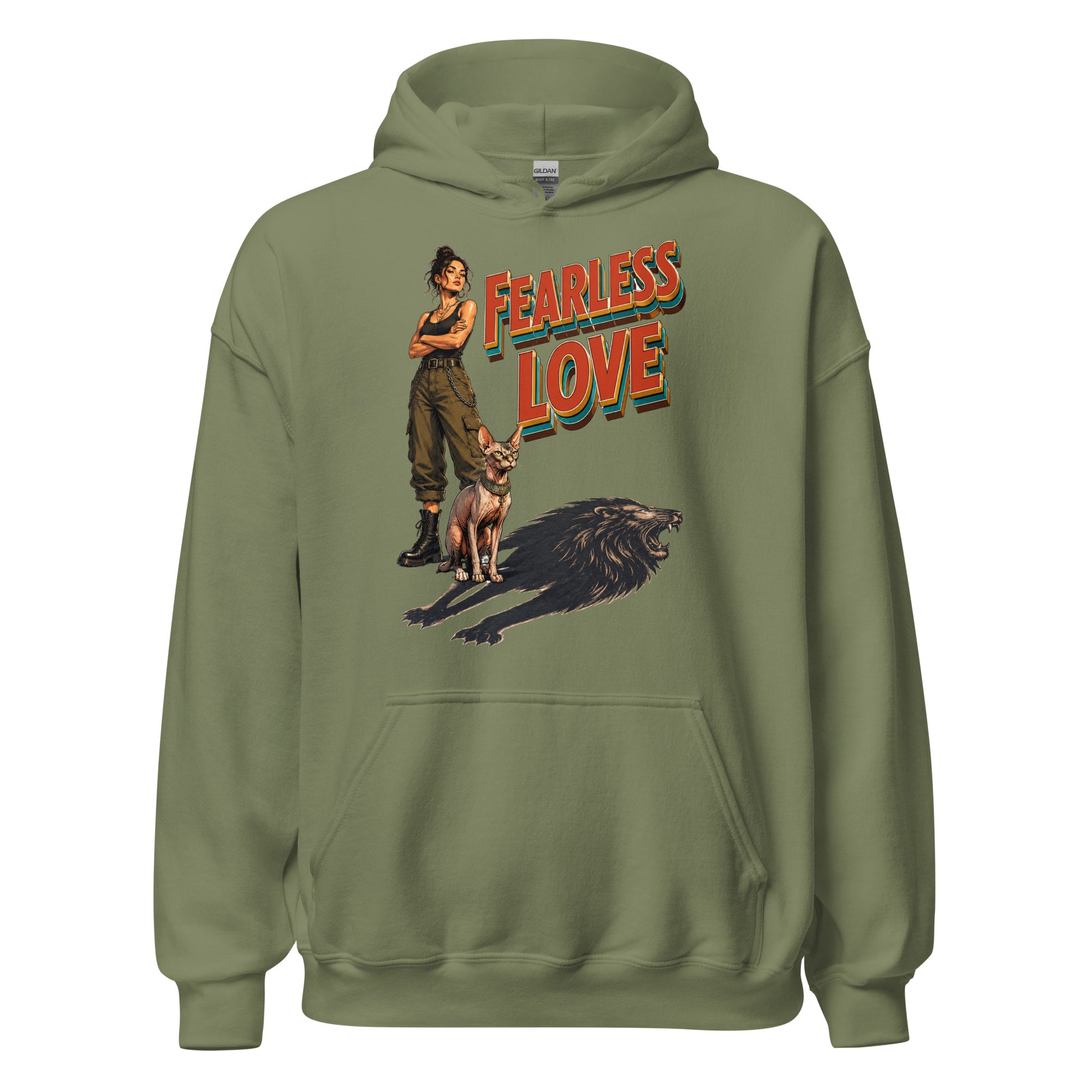 Cat Lovers Unisex Heavy Blend Hoodie "Fearless Love" by printfluence.net