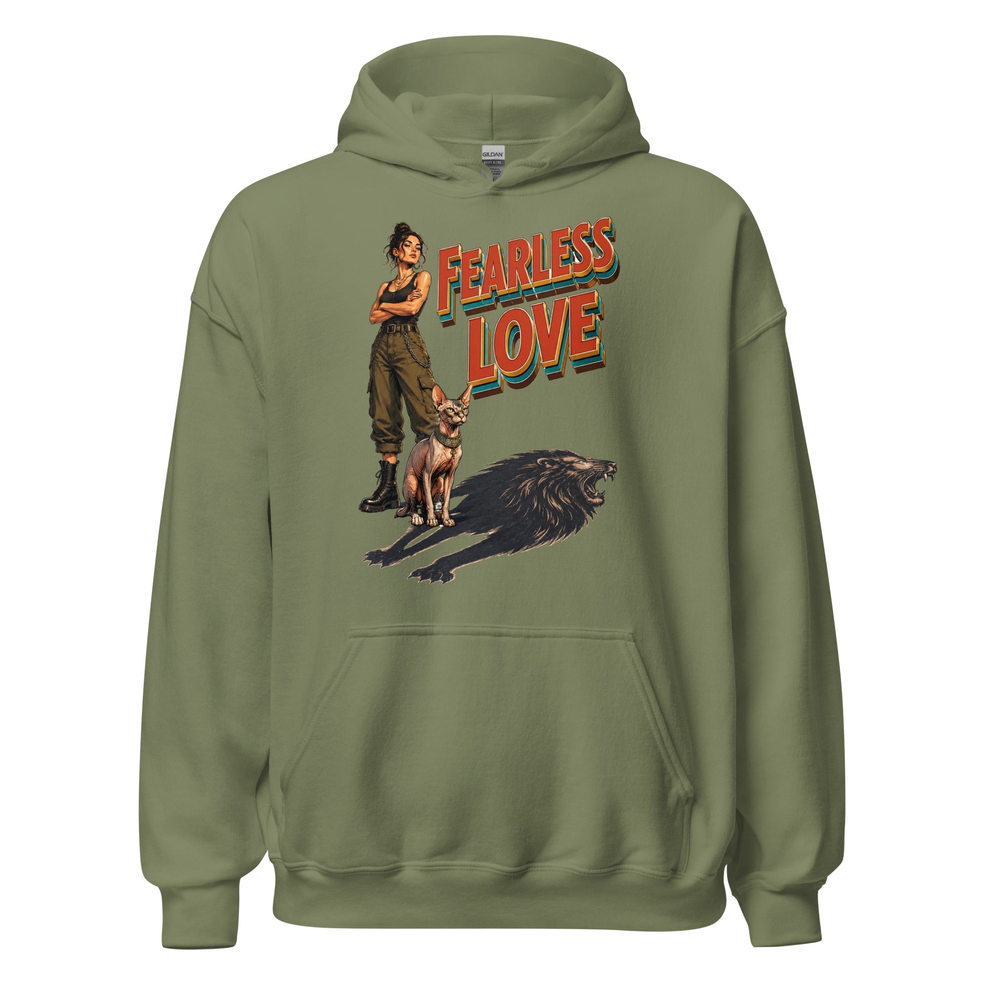 Cat Lovers Unisex Heavy Blend Hoodie "Fearless Love" by printfluence.net