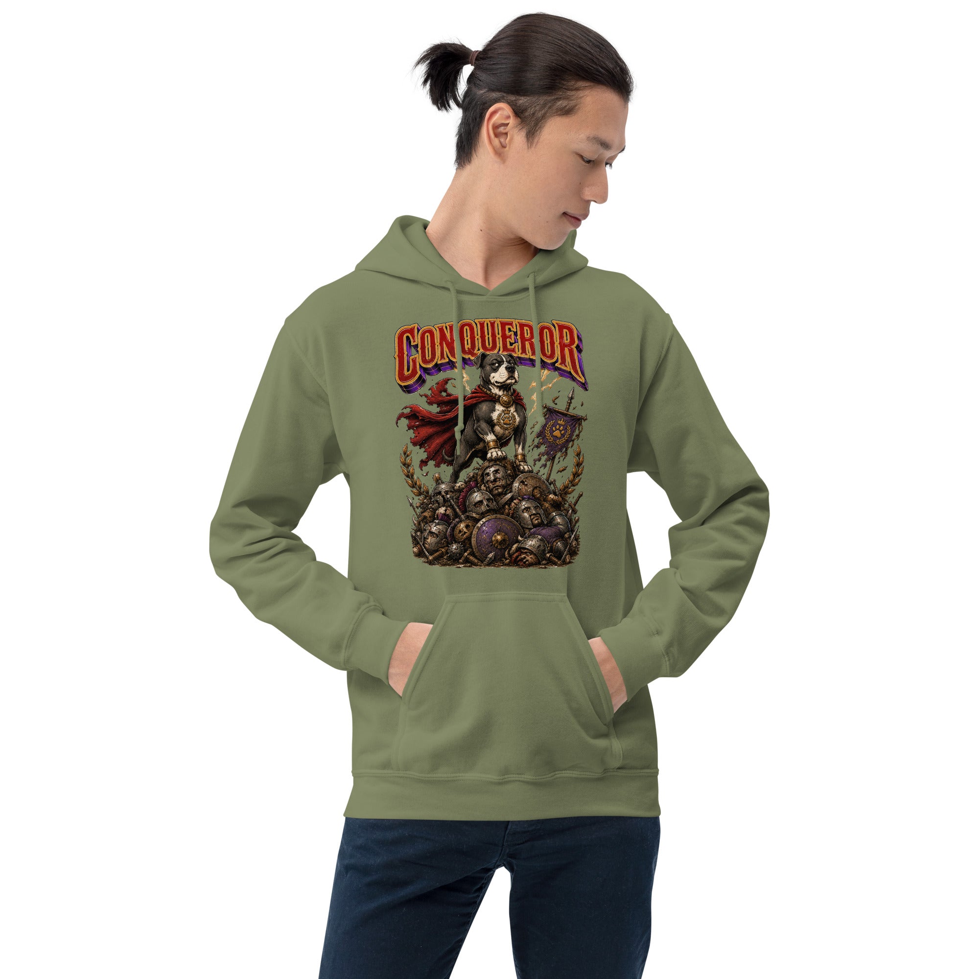 Pitbull Lovers | Unisex Heavy Blend Hoodie - Conqueror Warrior Dog by printfluence.net
