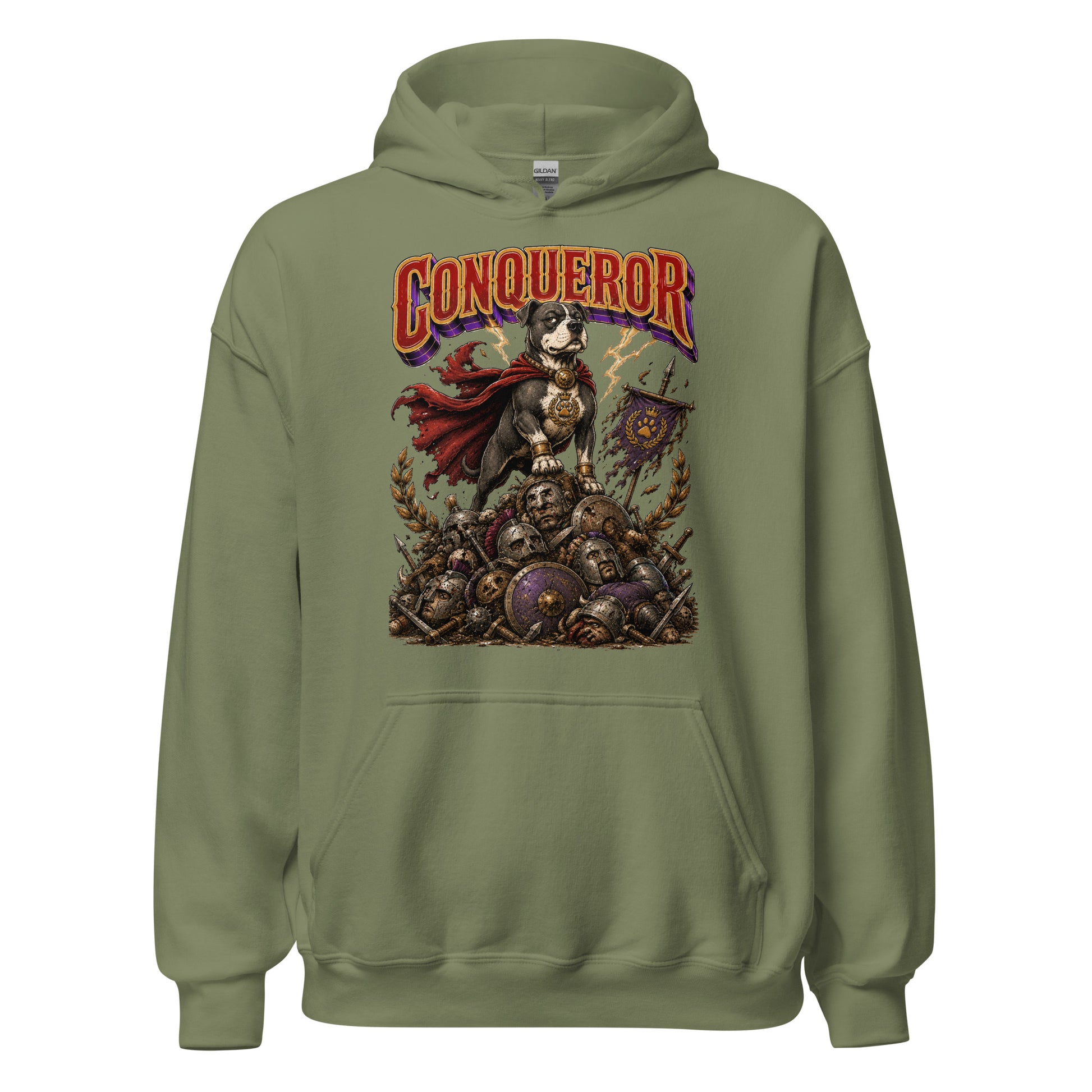 Pitbull Lovers | Unisex Heavy Blend Hoodie - Conqueror Warrior Dog by printfluence.net