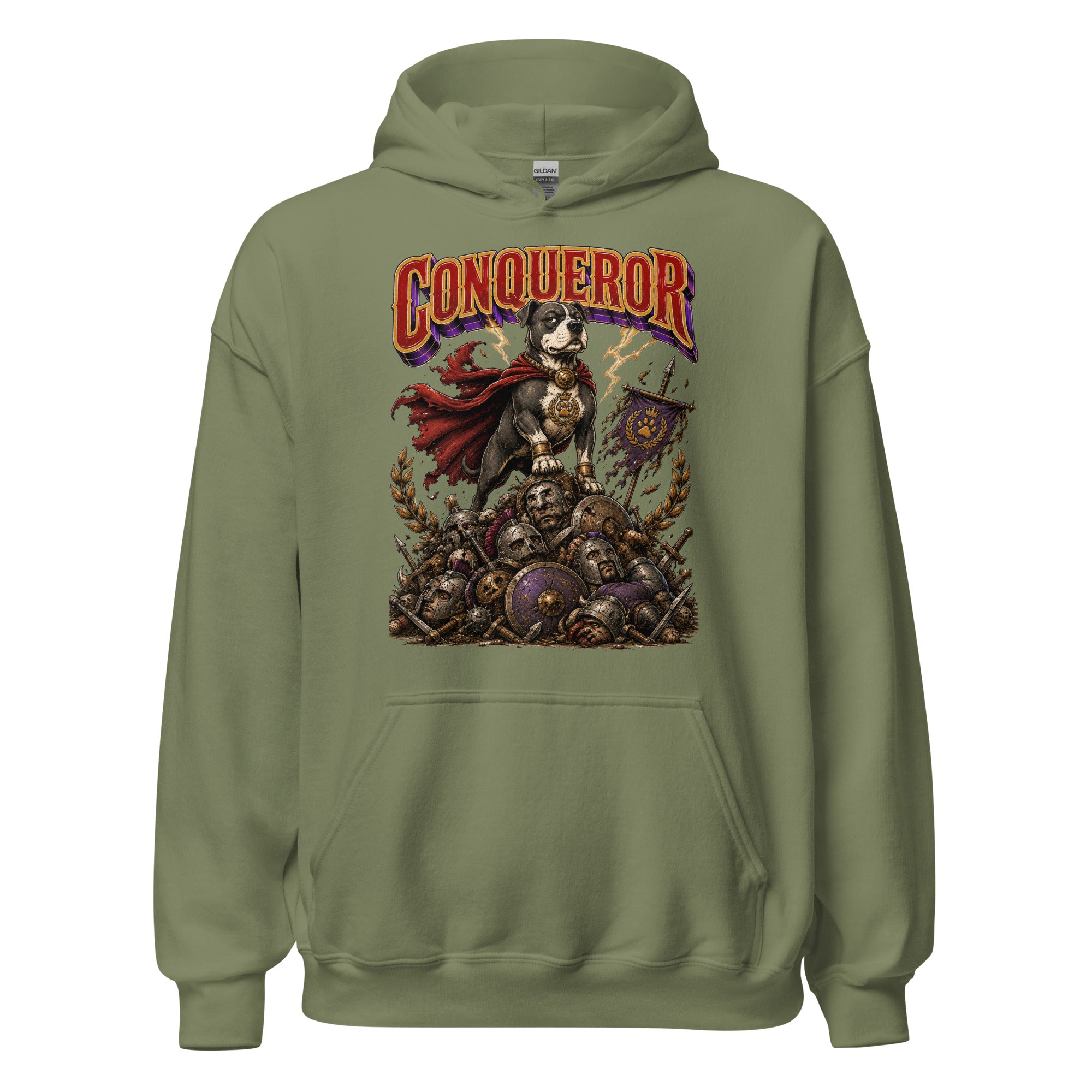 Pitbull Lovers | Unisex Heavy Blend Hoodie - Conqueror Warrior Dog by printfluence.net