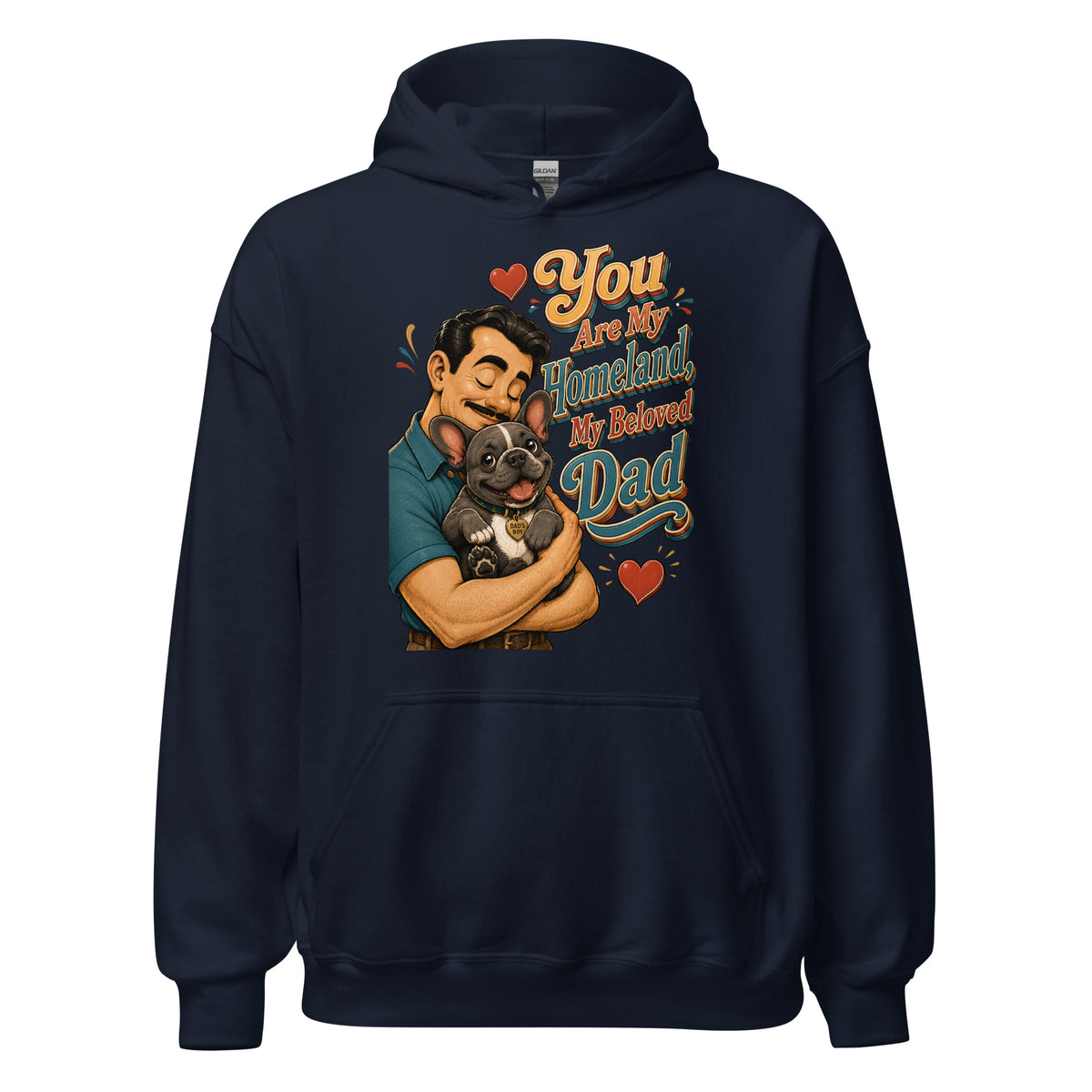 French Bulldog Dad Homeland Retro Unisex Hoodie by printfluence.net