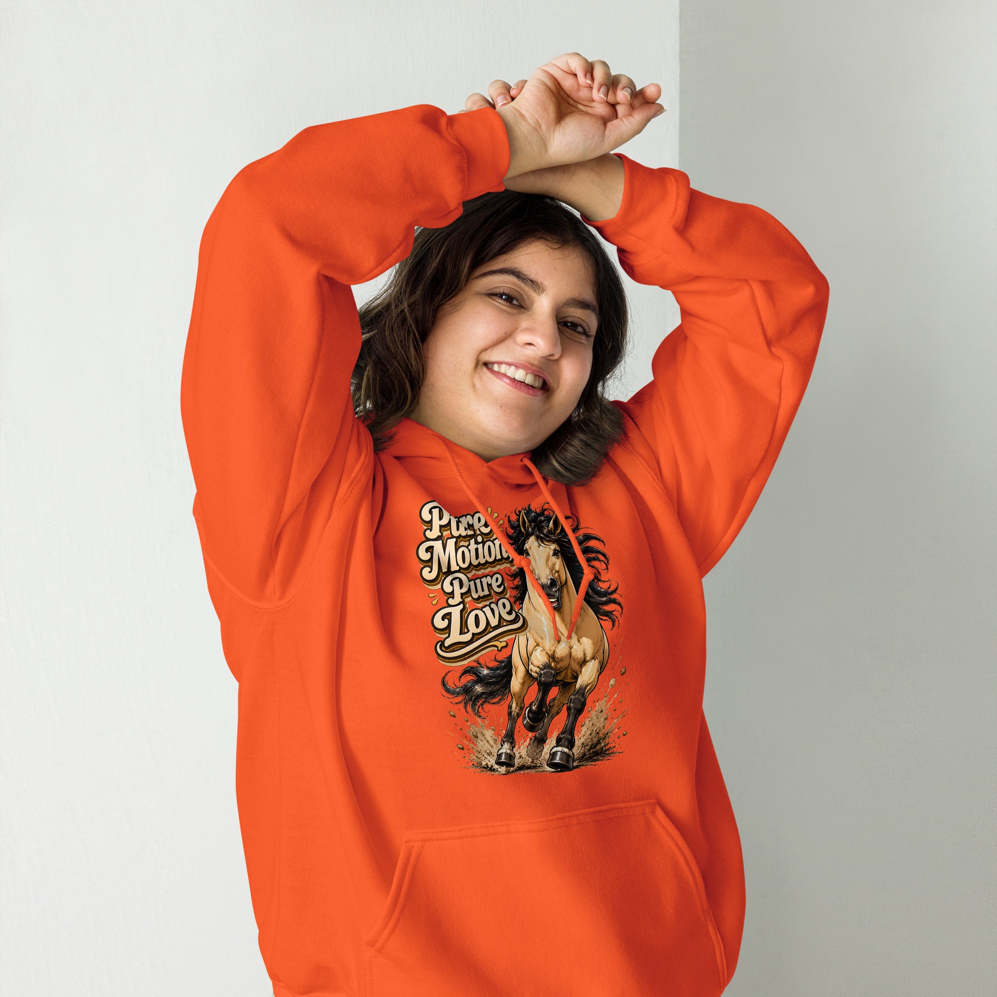 Pure Motion Pure Love Horse Hoodie | Premium Retro Equestrian Gift by printfluence.net