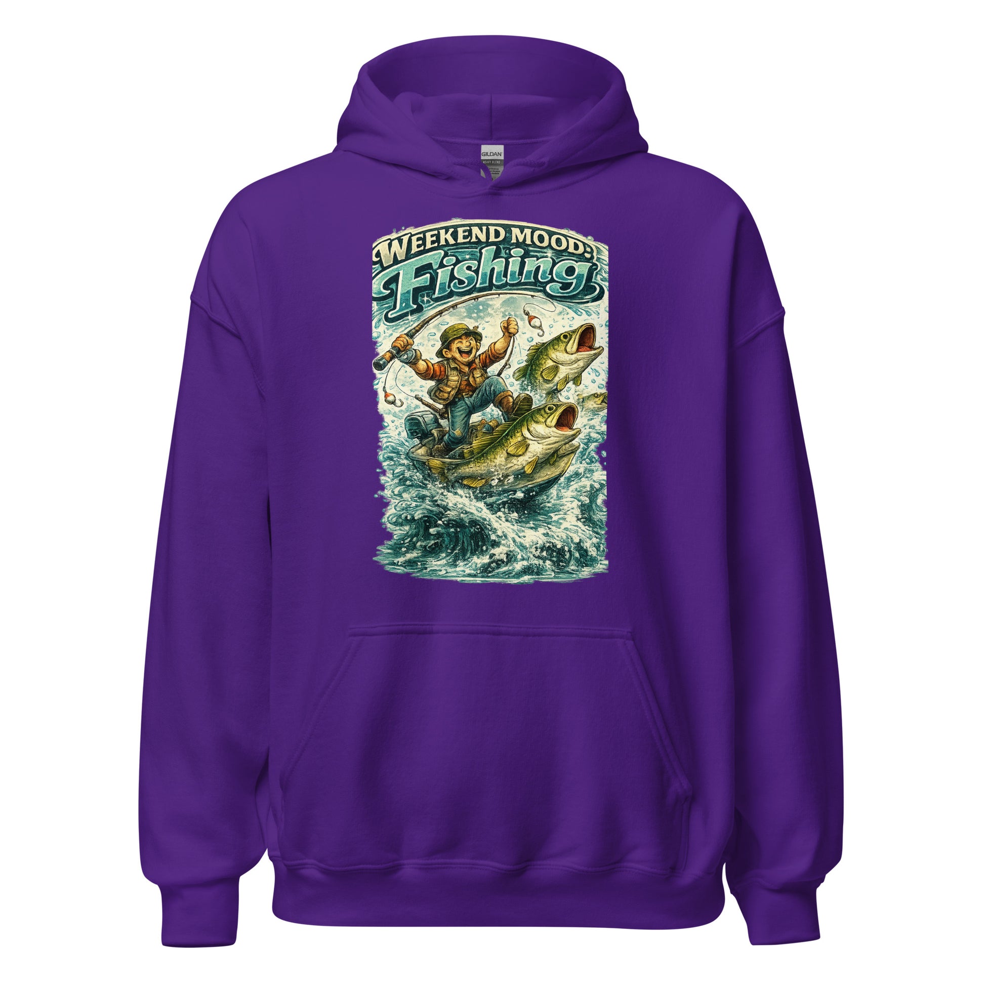 Weekend Mood Fishing Hoodie - Premium Vintage Bass Fishing Lovers Graphic Pullover by printfluence.net