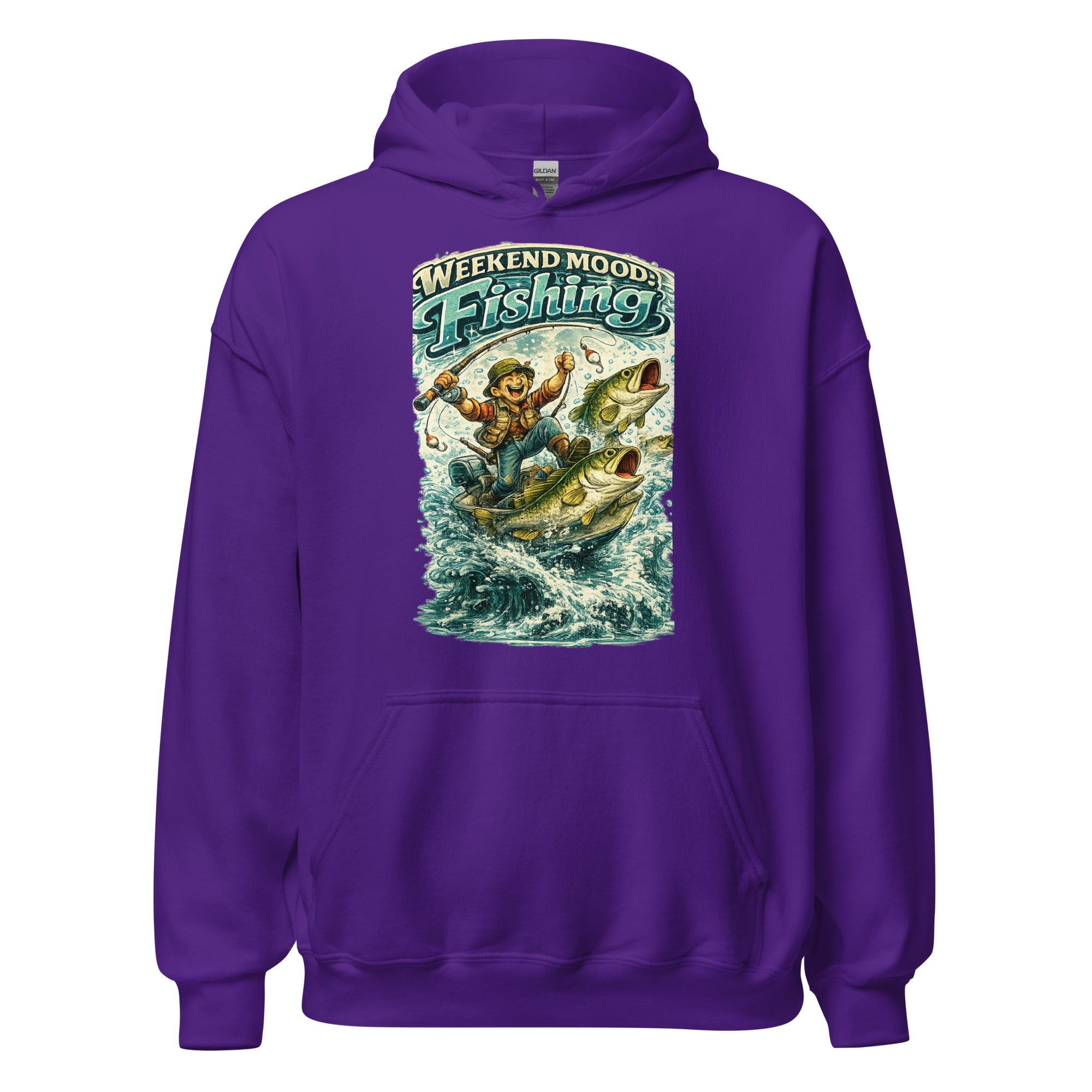 Weekend Mood Fishing Hoodie - Premium Vintage Bass Fishing Lovers Graphic Pullover by printfluence.net
