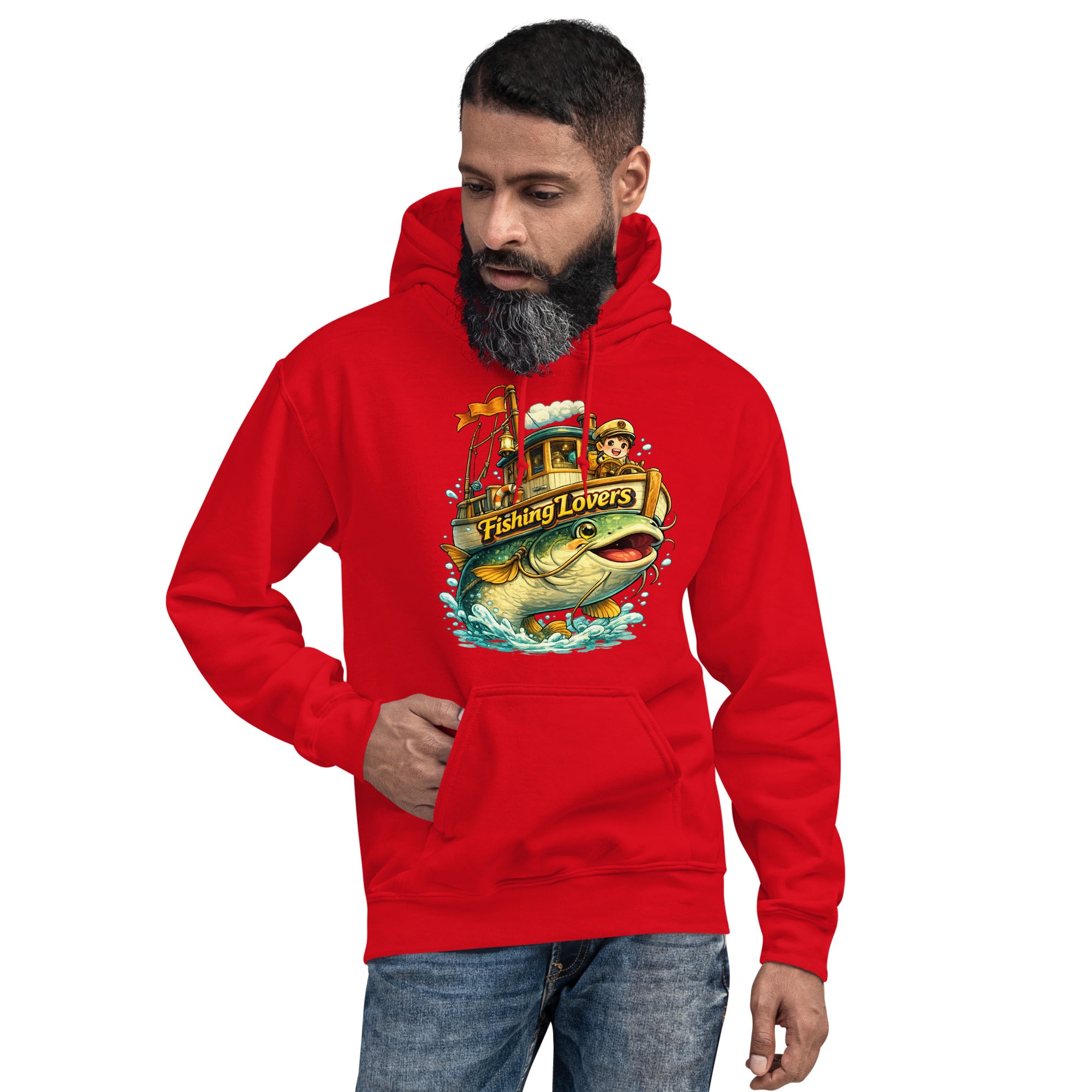Catfish Boat Hoodie - Cute Anime Style Fishing Lovers Graphic Pullover by printfluence.net
