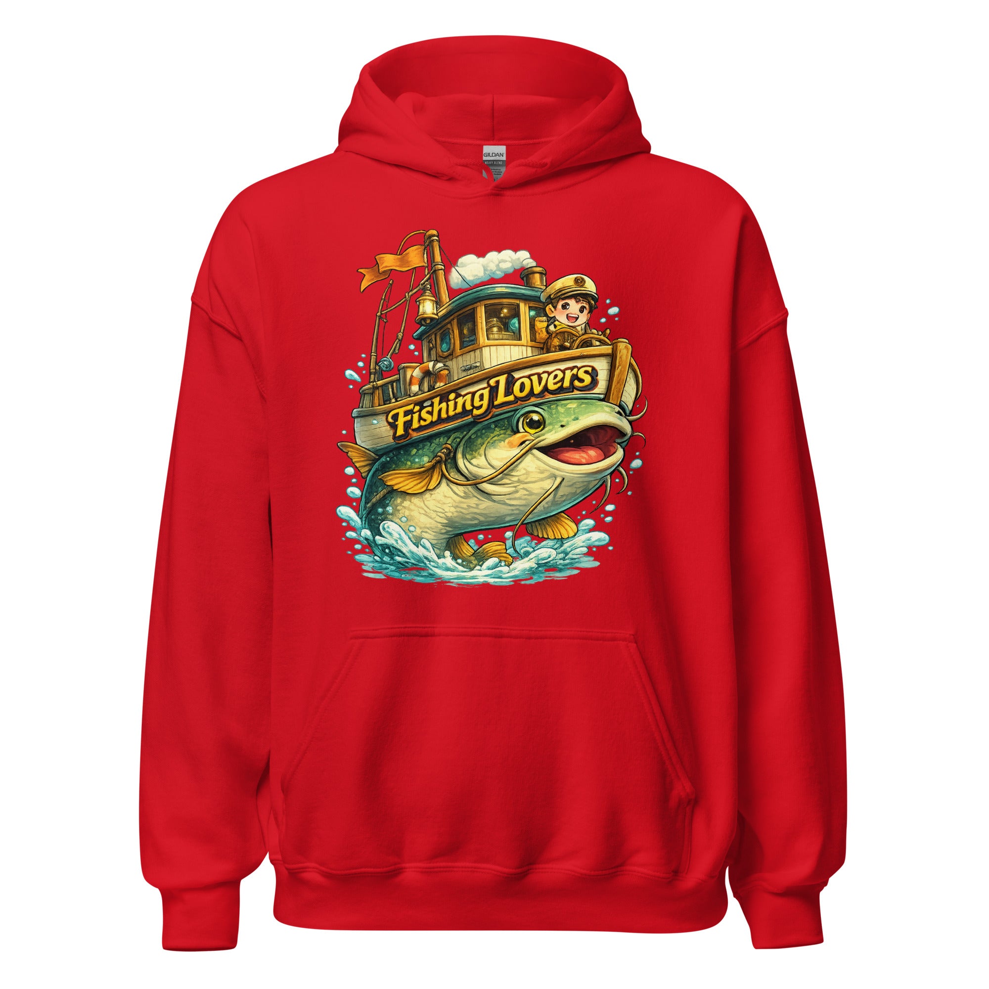 Catfish Boat Hoodie - Cute Anime Style Fishing Lovers Graphic Pullover by printfluence.net