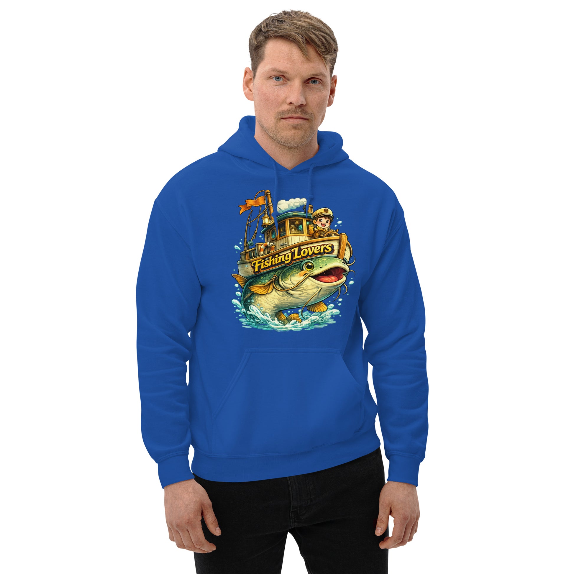 Catfish Boat Hoodie - Cute Anime Style Fishing Lovers Graphic Pullover by printfluence.net